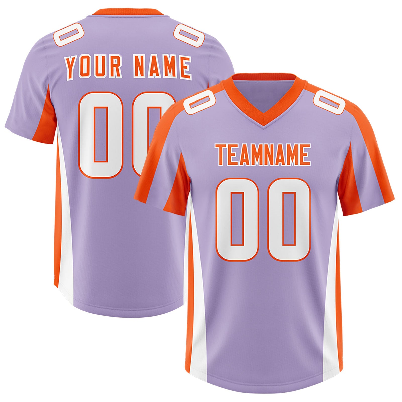 Custom Light Purple Orange Side Stripe Pattern Authentic Football Jersey