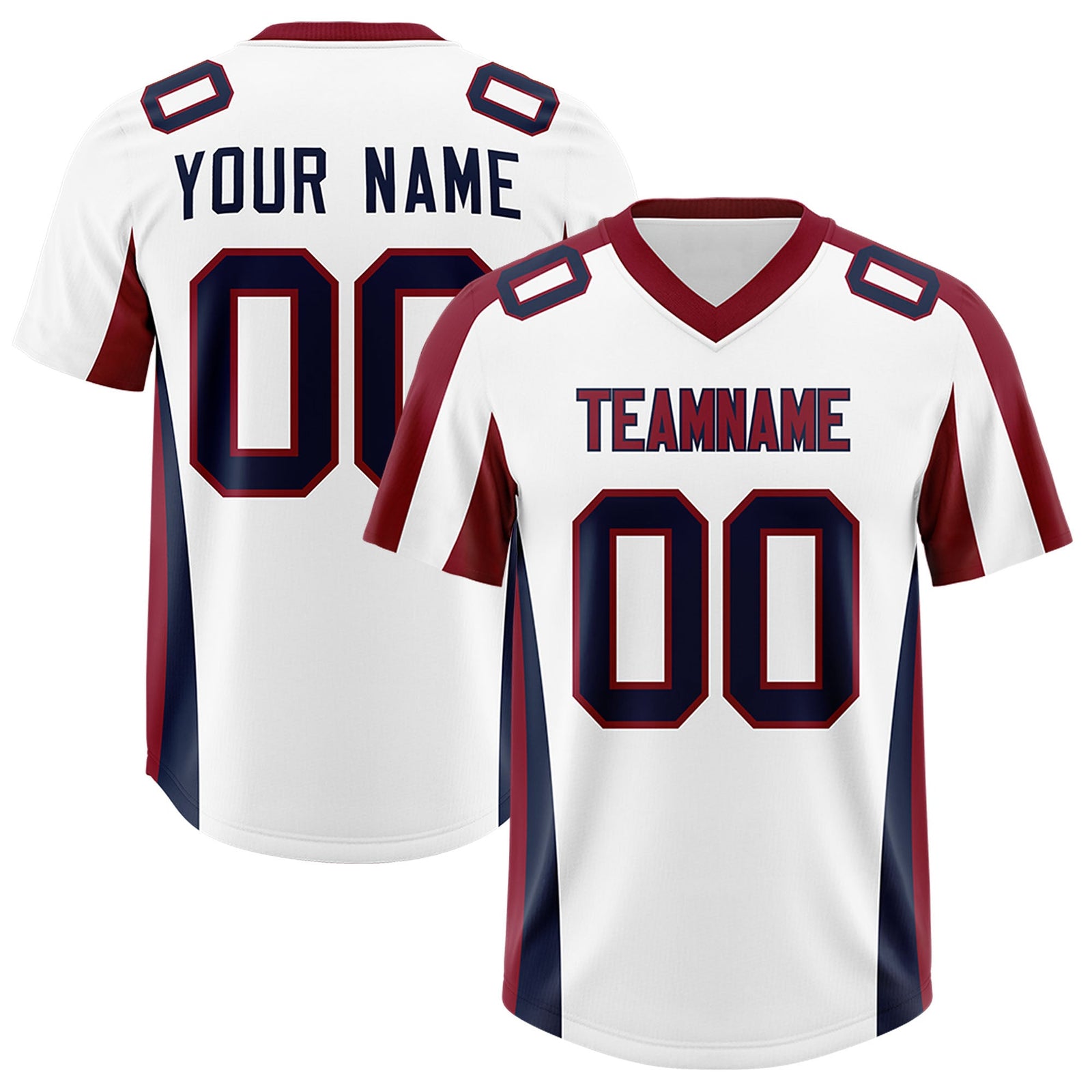 Custom White Crimson Side Stripe Pattern Authentic Football Jersey