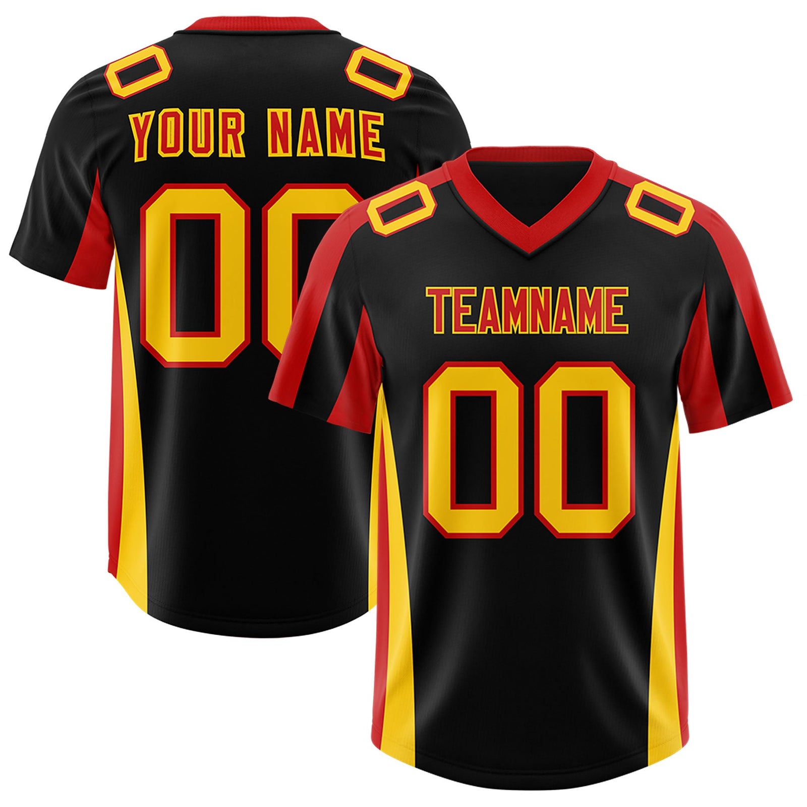 Custom Black Red Side Stripe Pattern Authentic Football Jersey