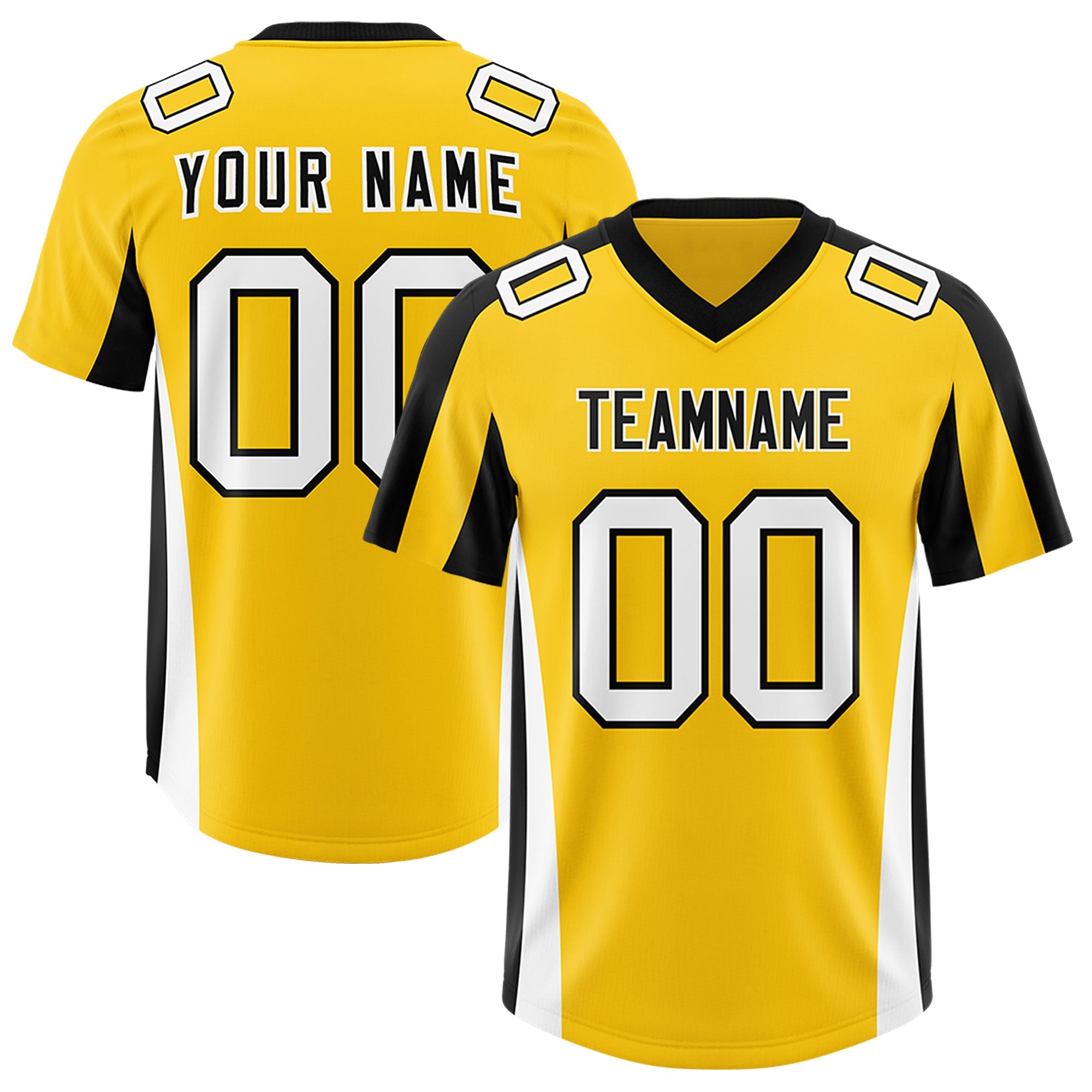 Custom Gold Black Side Stripe Pattern Authentic Football Jersey