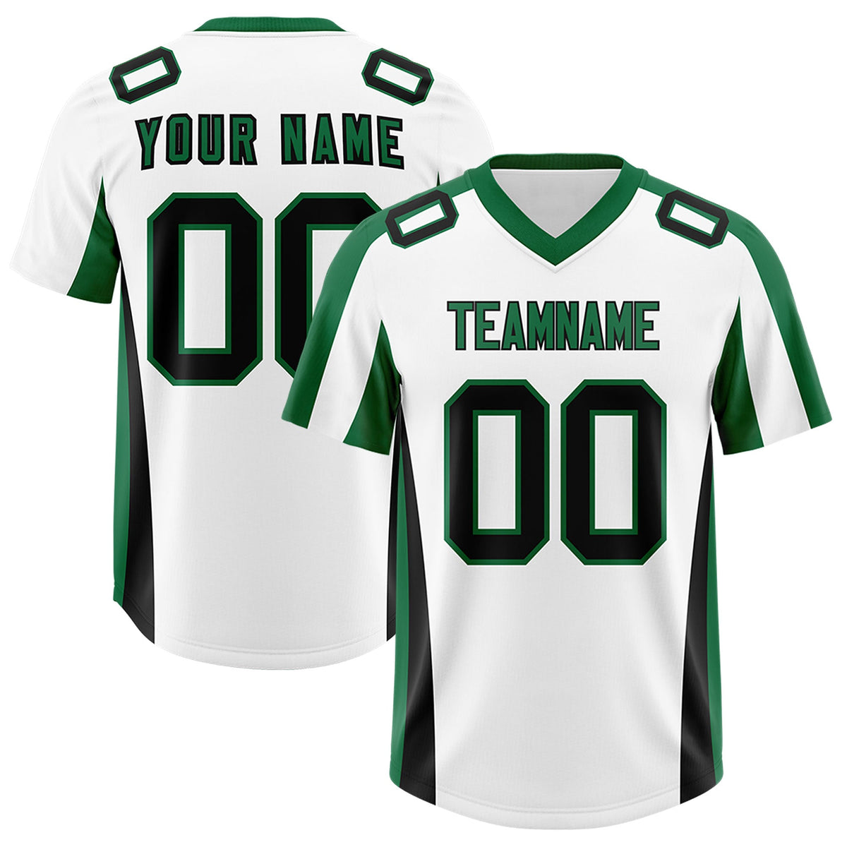 Custom White Kelly Green Side Stripe Pattern Authentic Football Jersey