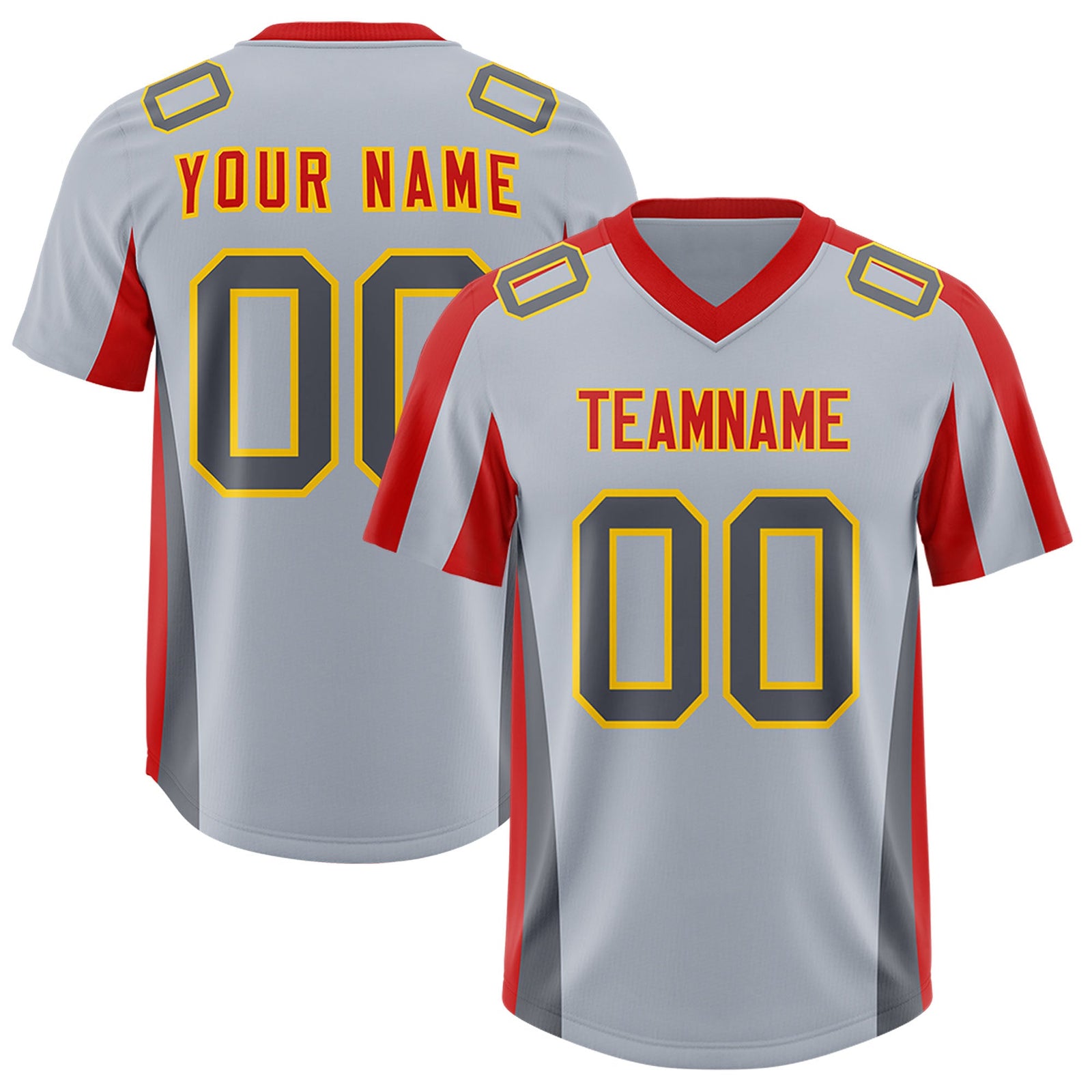 Custom Silver Red Side Stripe Pattern Authentic Football Jersey