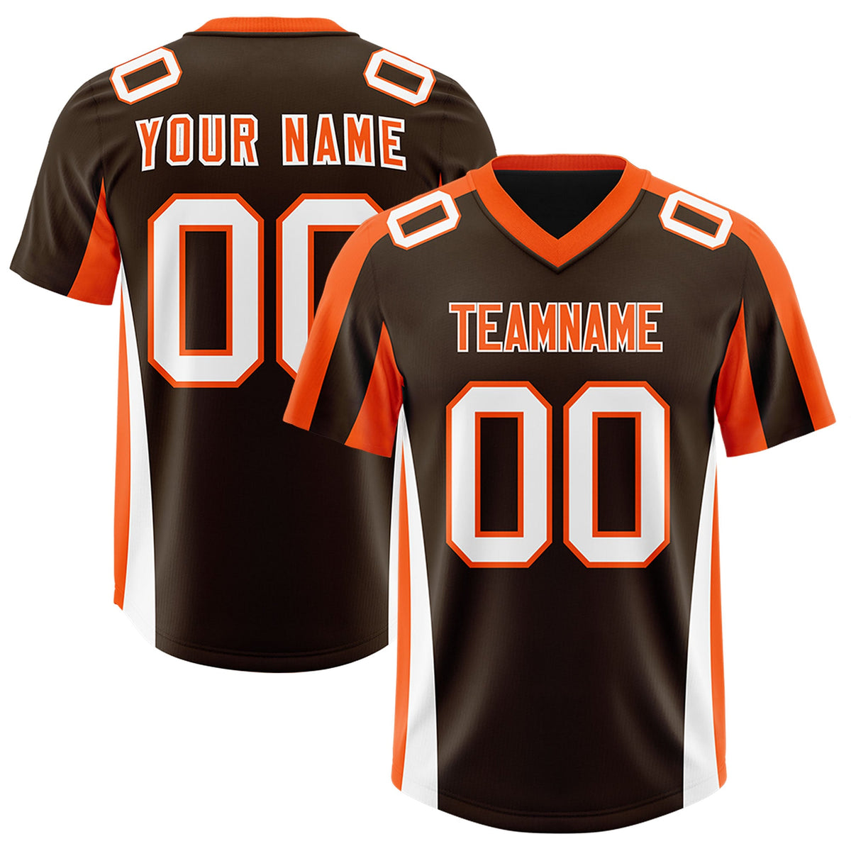 Custom Brown Orange Side Stripe Pattern Authentic Football Jersey