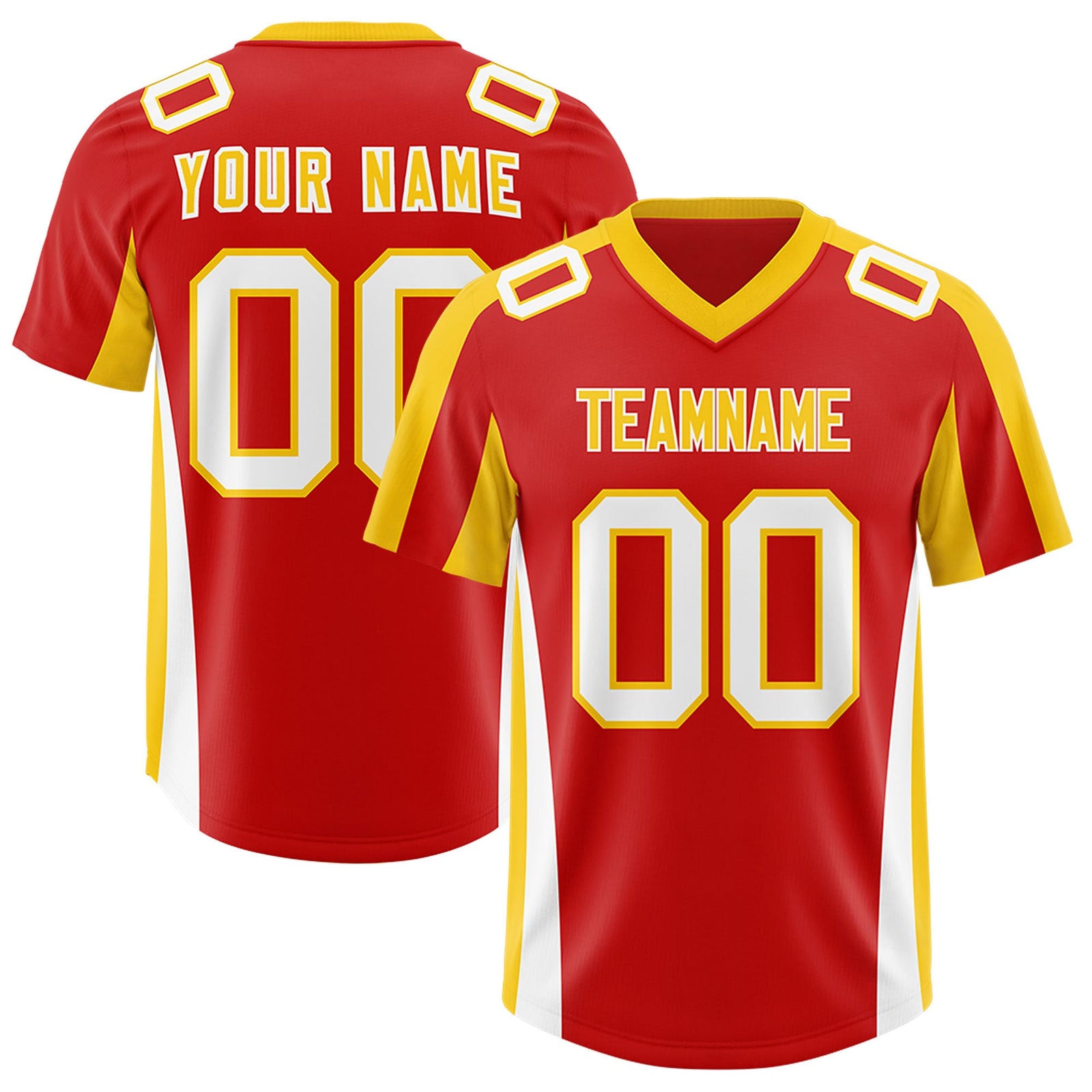 Custom Red Gold Side Stripe Pattern Authentic Football Jersey