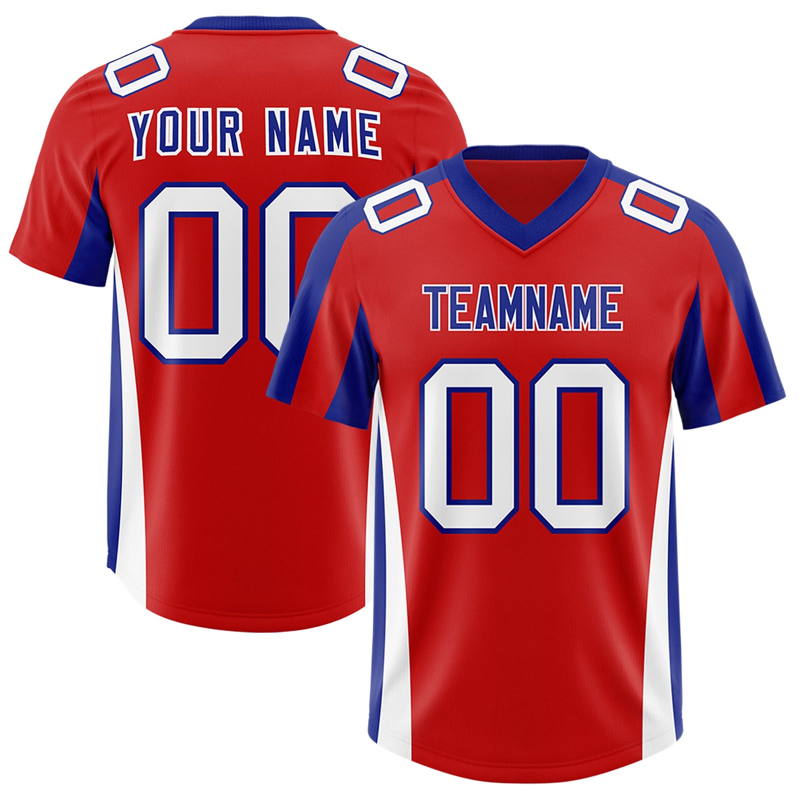 Custom Red Royal Side Stripe Pattern Authentic Football Jersey