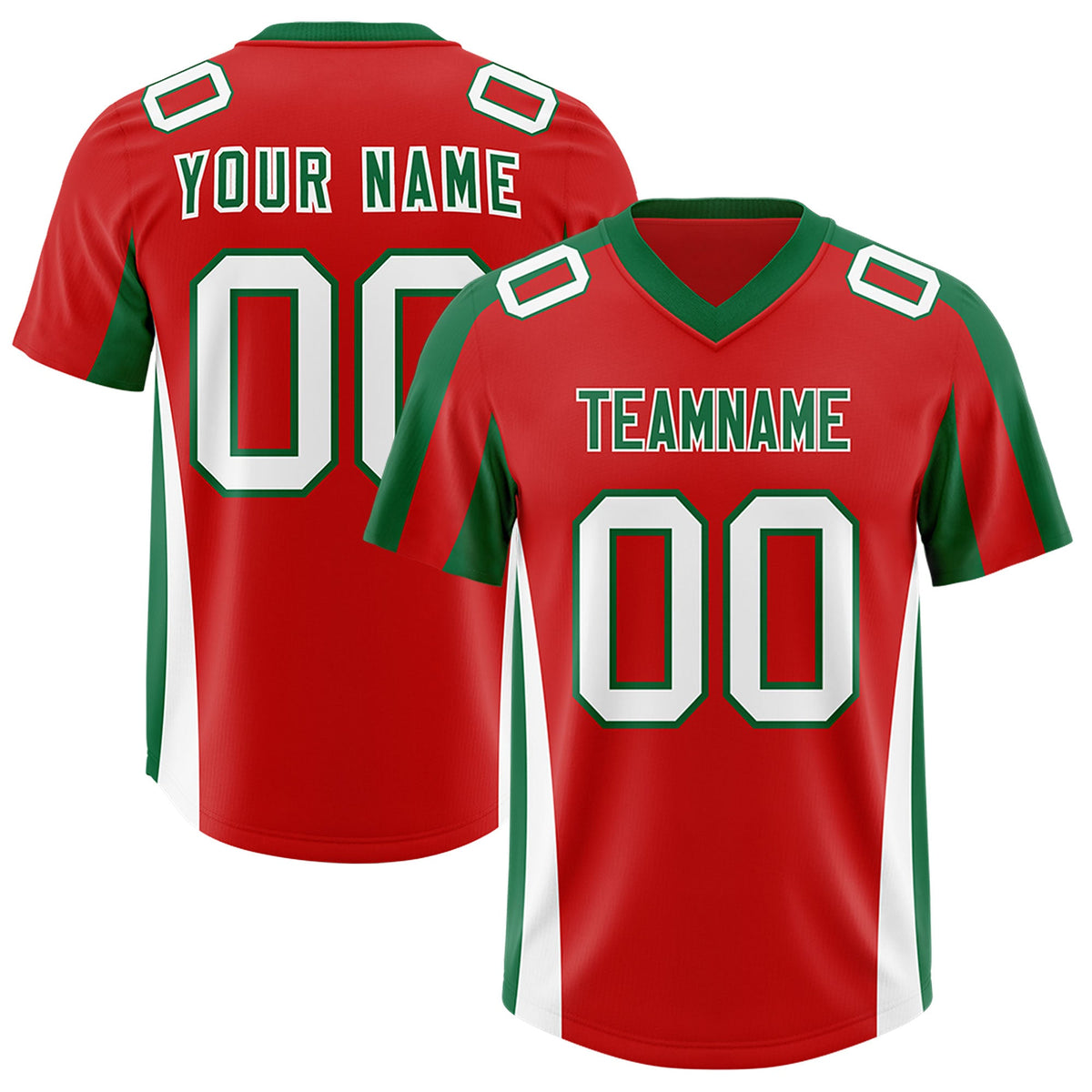 Custom Red Kelly Green Side Stripe Pattern Authentic Football Jersey