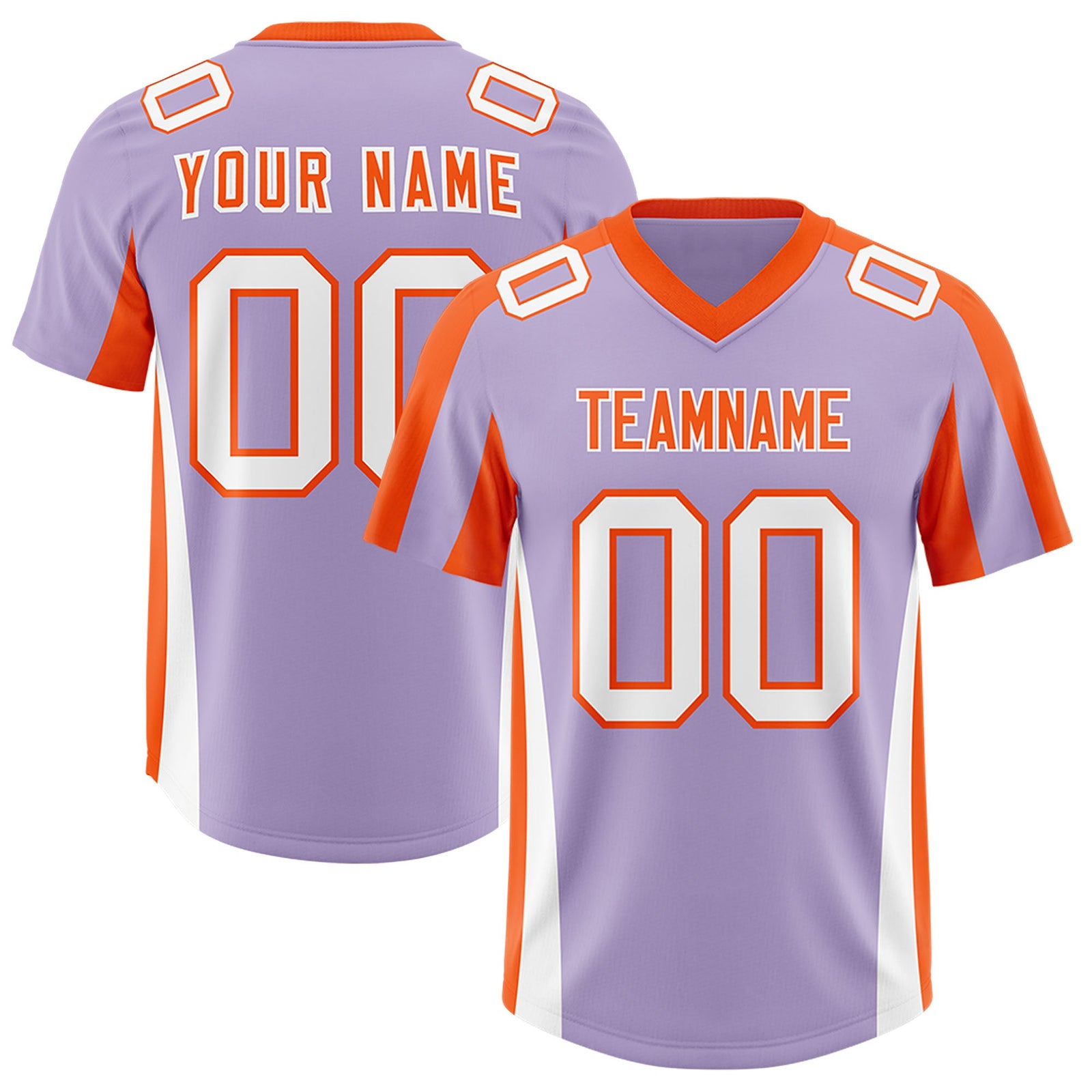Custom Light Purple Orange Side Stripe Pattern Authentic Football Jersey