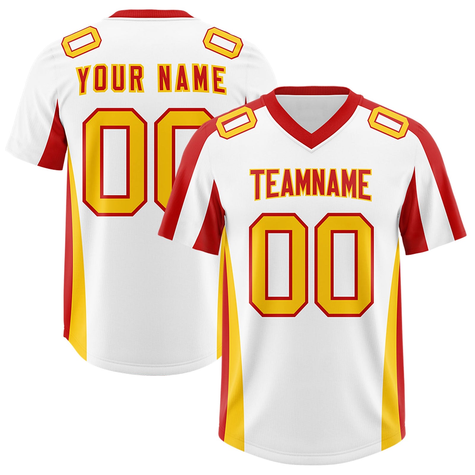 Custom White Red Side Stripe Pattern Authentic Football Jersey