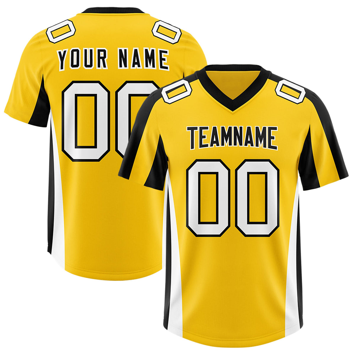 Custom Gold Black Side Stripe Pattern Authentic Football Jersey