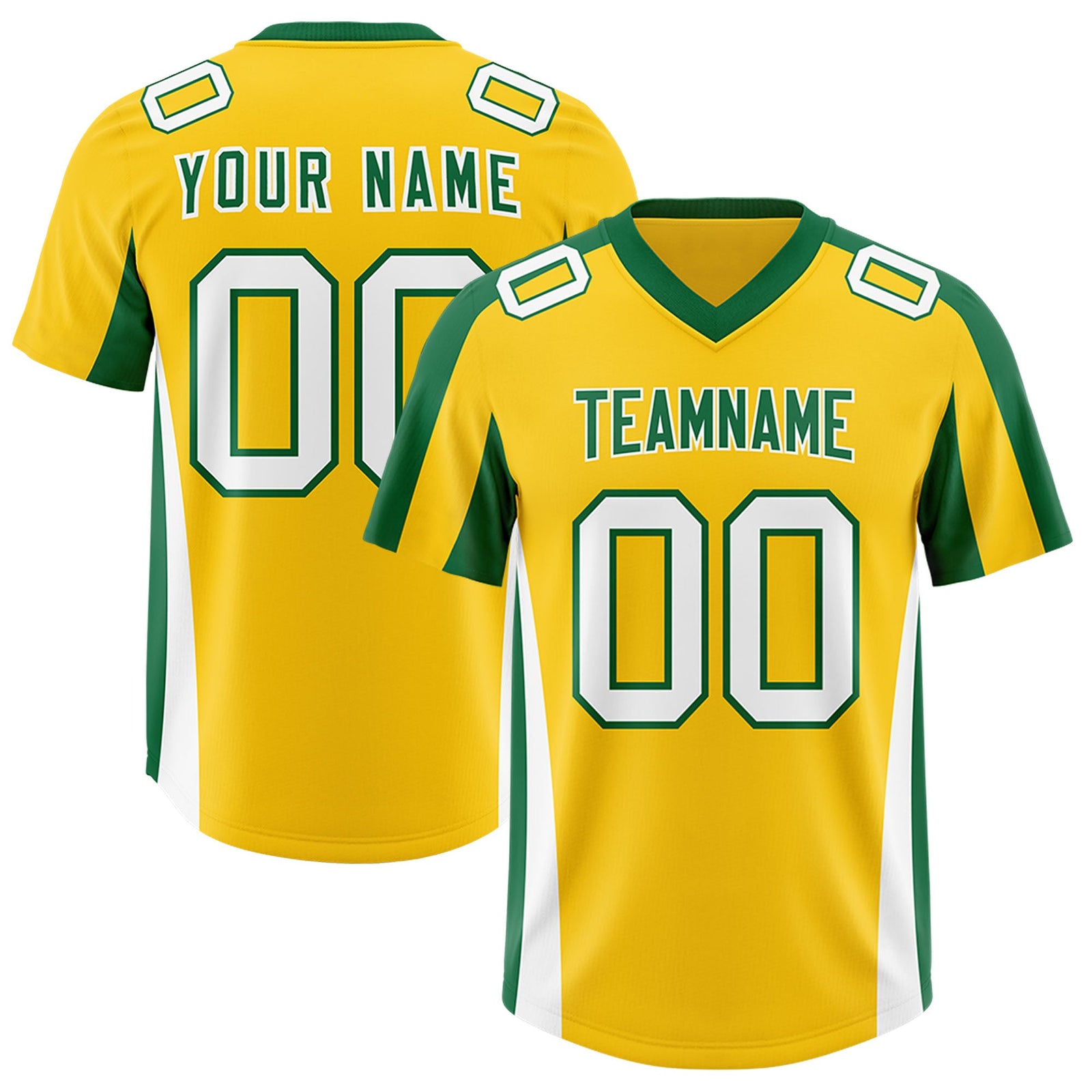 Custom Gold Kelly Green Side Stripe Pattern Authentic Football Jersey