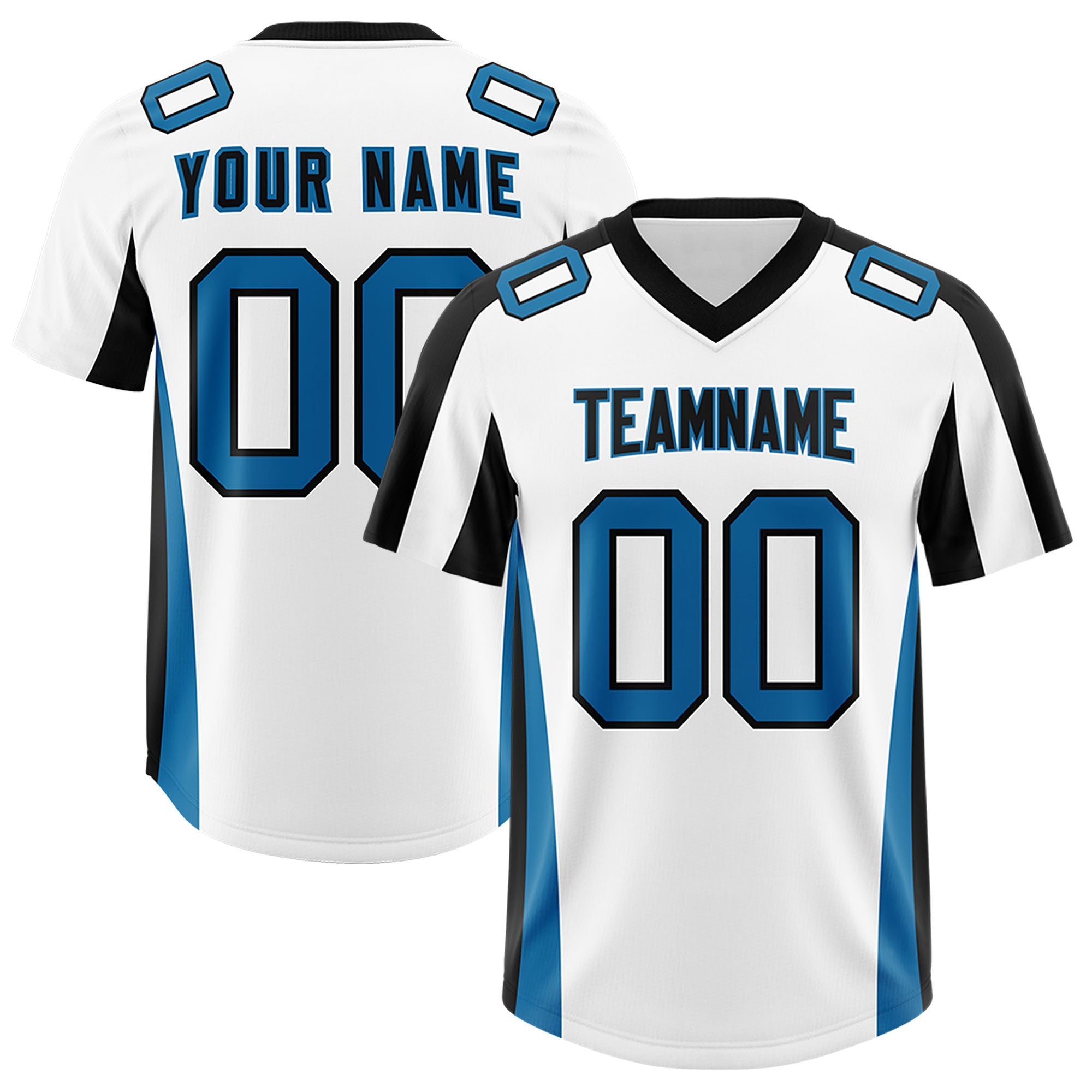 Custom White Black Side Stripe Pattern Authentic Football Jersey