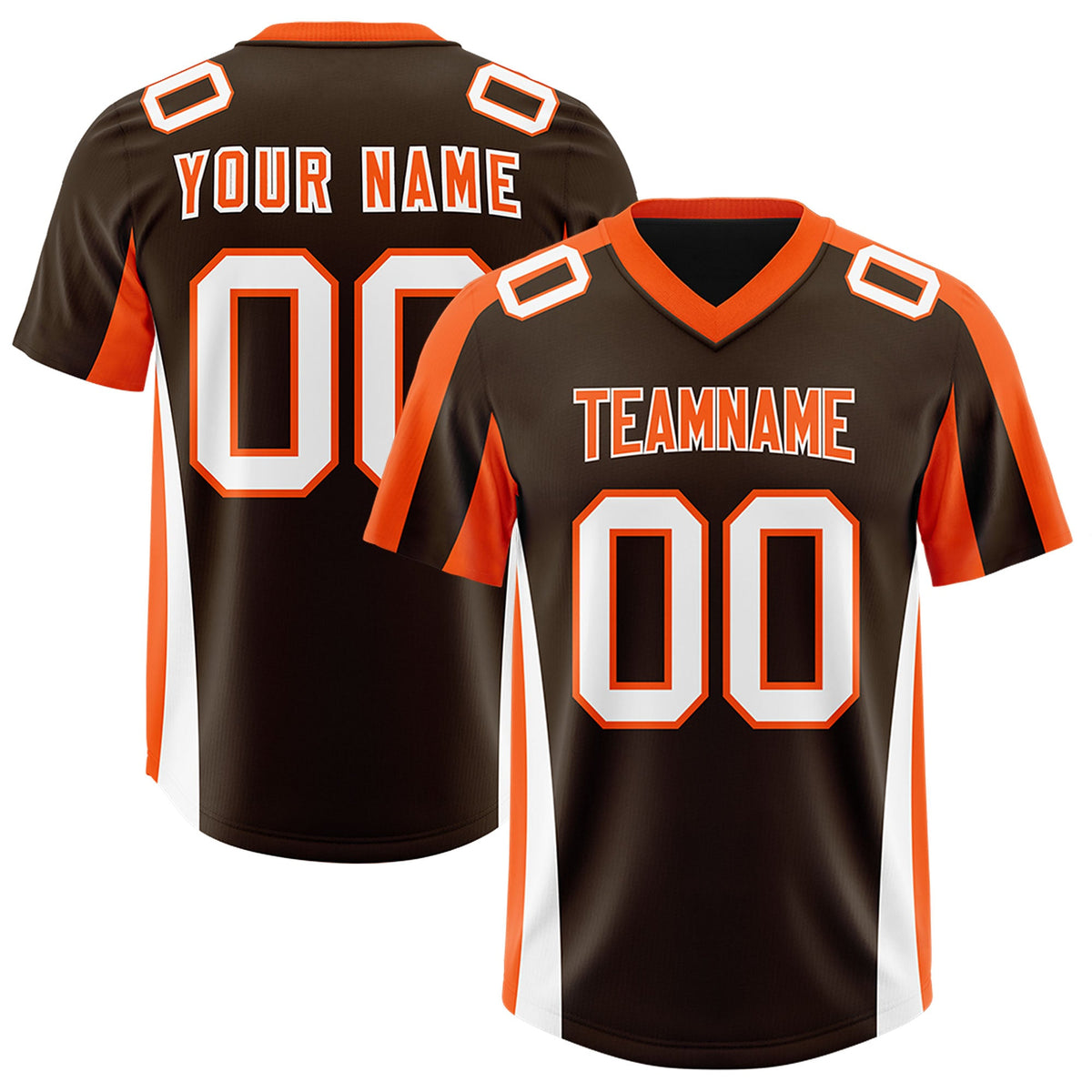 Custom Brown Orange Side Stripe Pattern Authentic Football Jersey