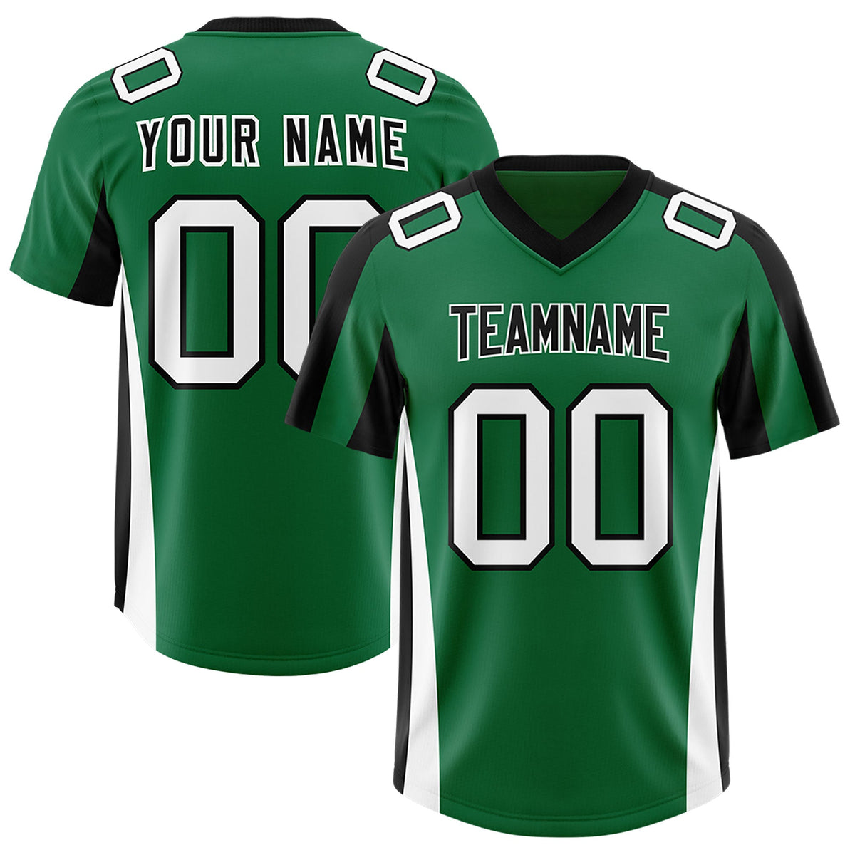 Custom Kelly Green Black Side Stripe Pattern Authentic Football Jersey