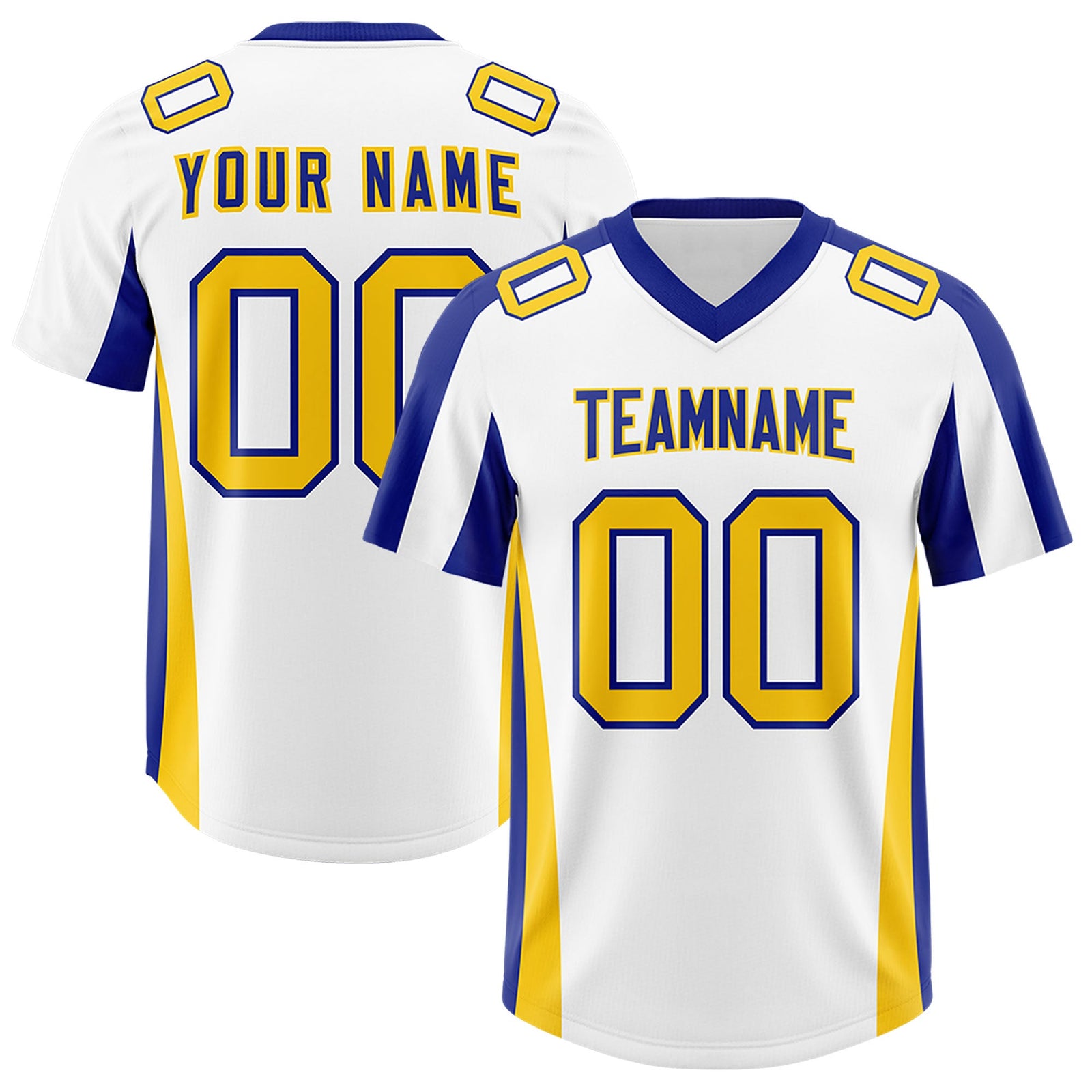 Custom White Royal Side Stripe Pattern Authentic Football Jersey