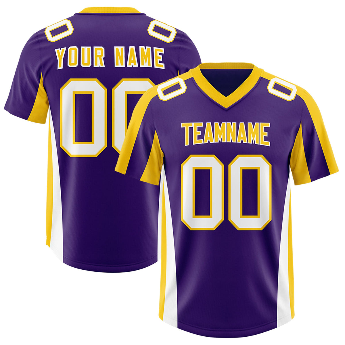 Custom Purple Gold Side Stripe Pattern Authentic Football Jersey