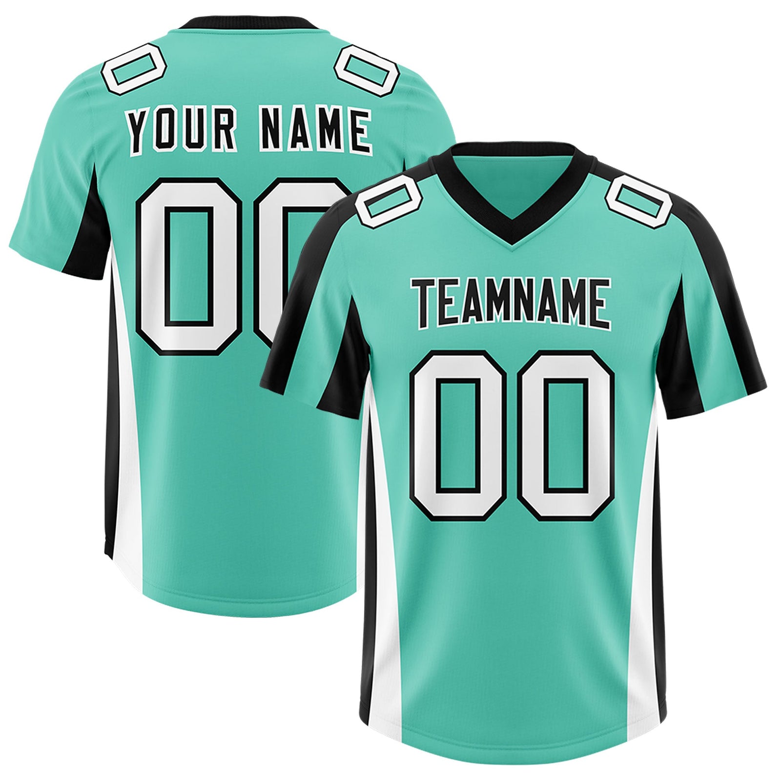 Custom Bright Green Black Side Stripe Pattern Authentic Football Jersey