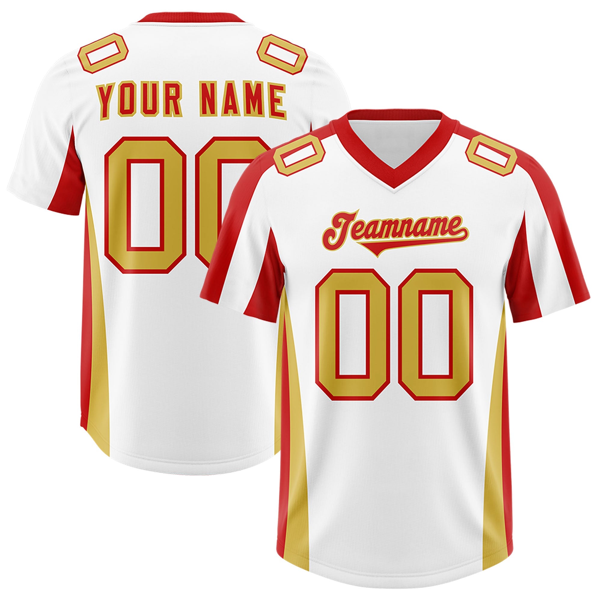 Custom White Red Side Stripe Pattern Authentic Football Jersey