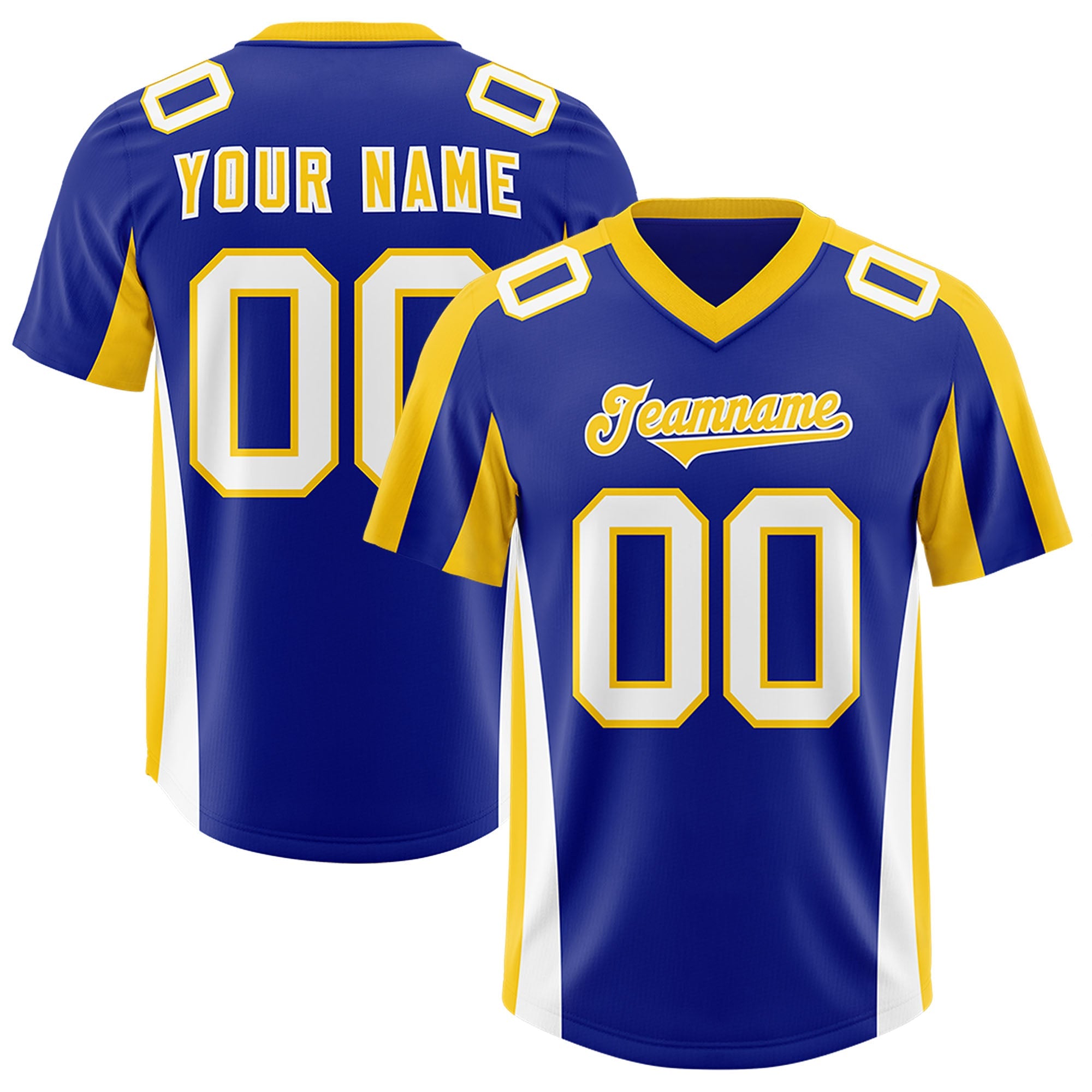 Custom Royal Gold Side Stripe Pattern Authentic Football Jersey