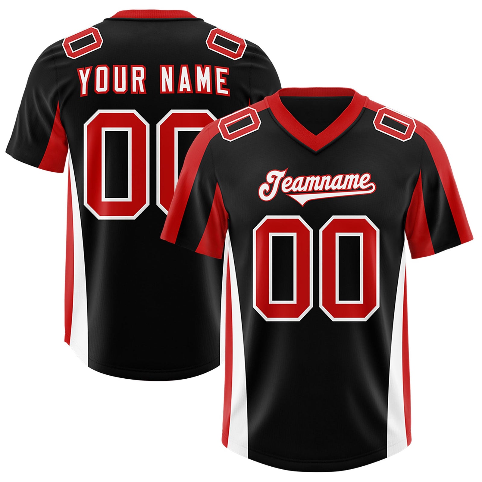 Custom Black Red Side Stripe Pattern Authentic Football Jersey