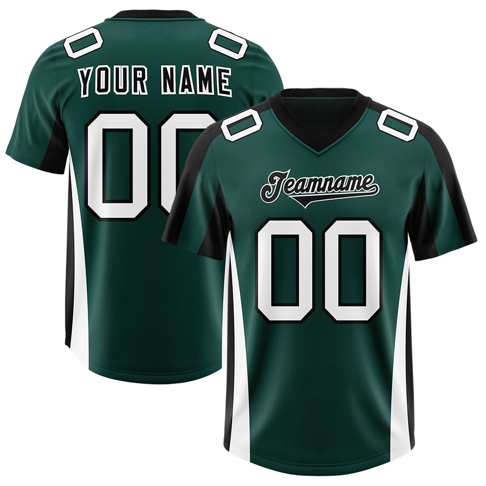 Custom Midnight Green Black Side Stripe Pattern Authentic Football Jersey