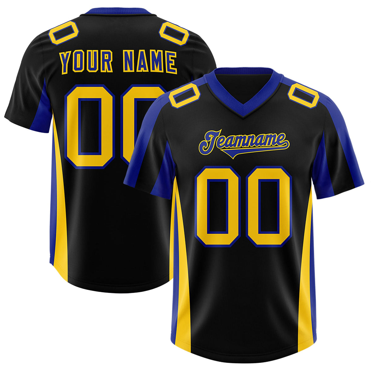 Custom Black Royal Side Stripe Pattern Authentic Football Jersey
