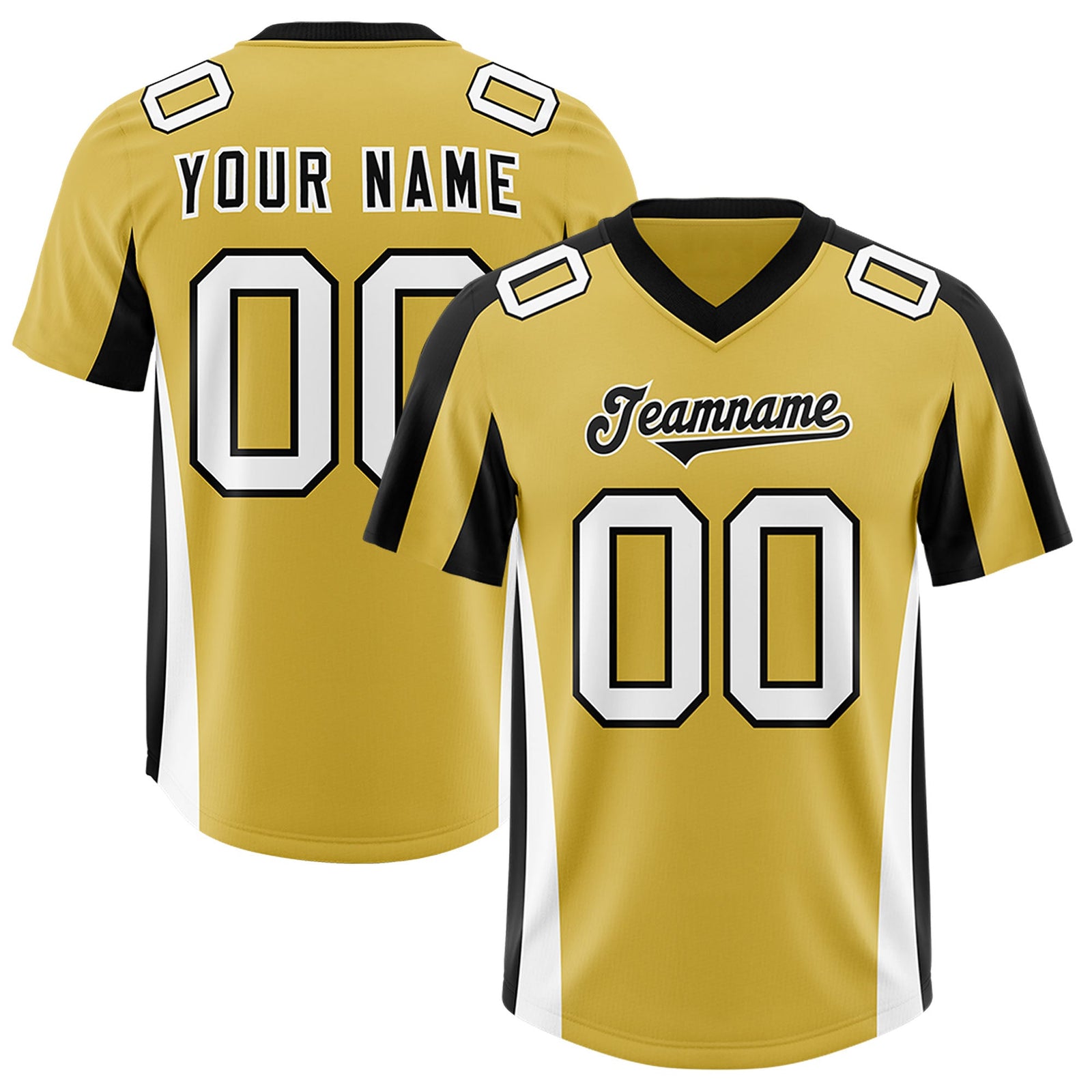 Custom Old Gold Navy Side Stripe Pattern Authentic Football Jersey