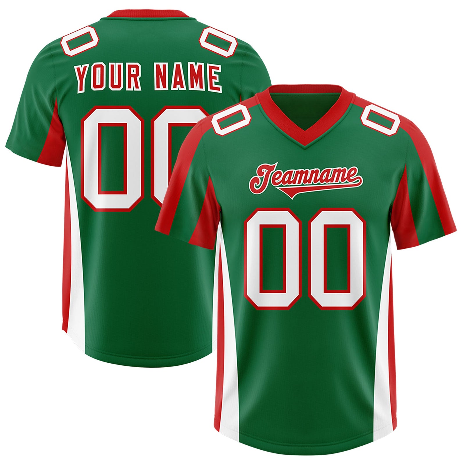 Custom Kelly Green Red Side Stripe Pattern Authentic Football Jersey