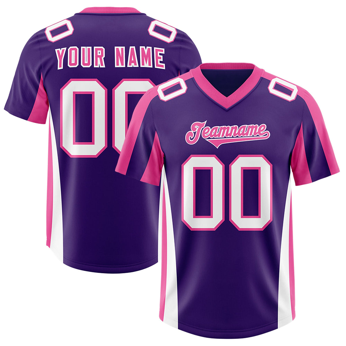 Custom Purple Pink Side Stripe Pattern Authentic Football Jersey