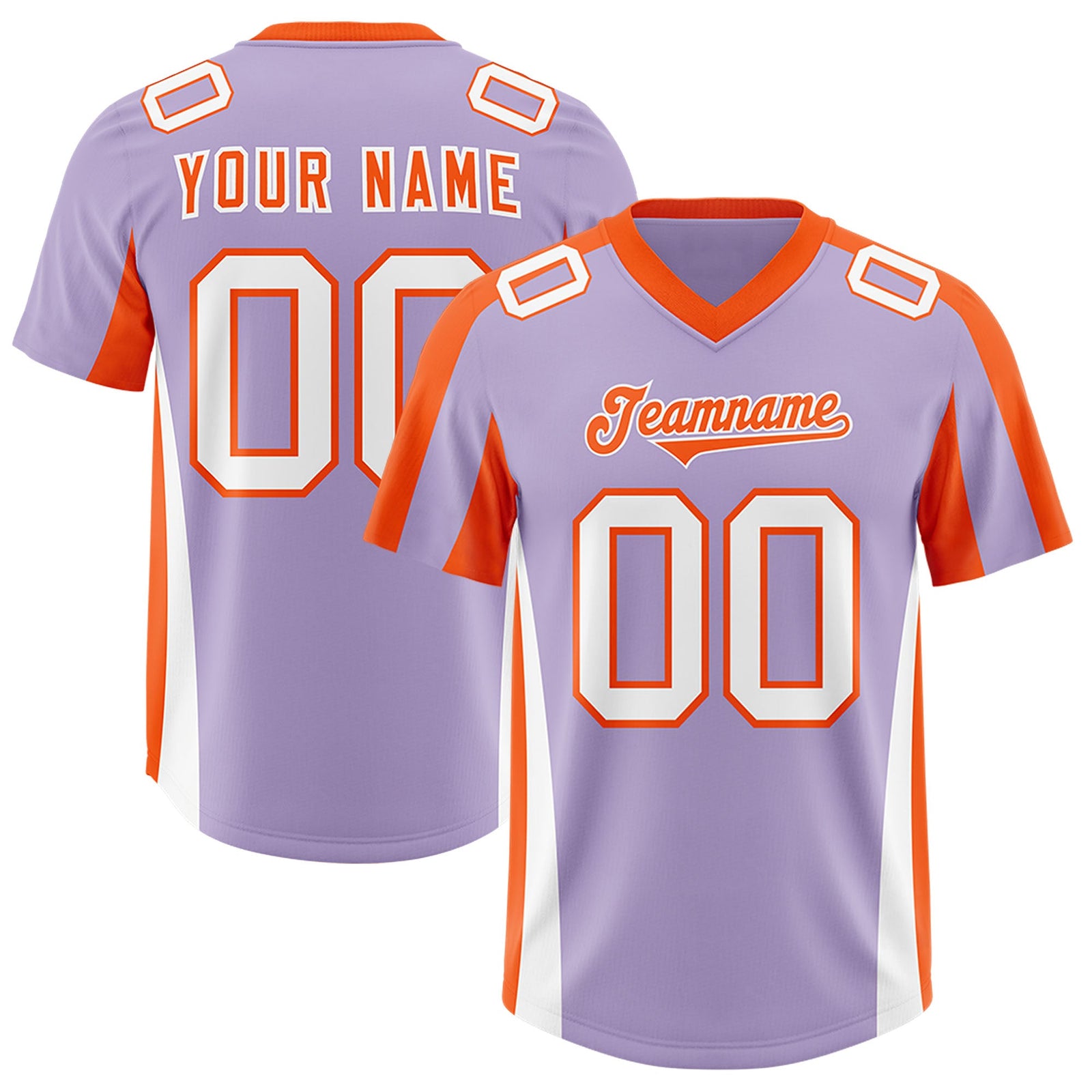 Custom Light Purple Orange Side Stripe Pattern Authentic Football Jersey