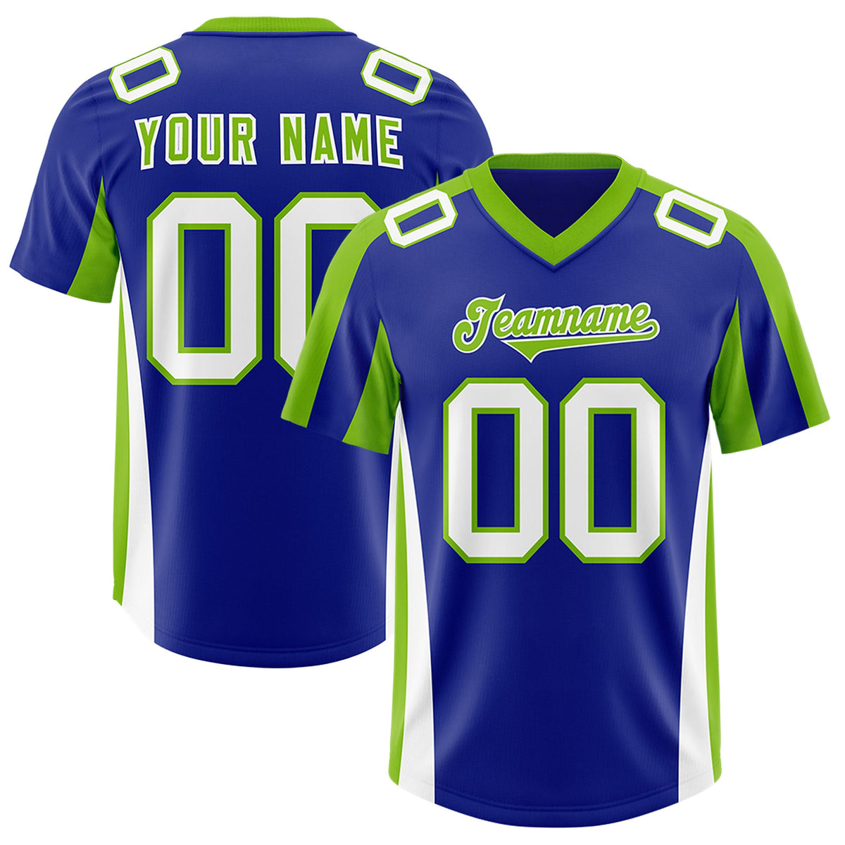 Custom Royal Neon Green Side Stripe Pattern Authentic Football Jersey