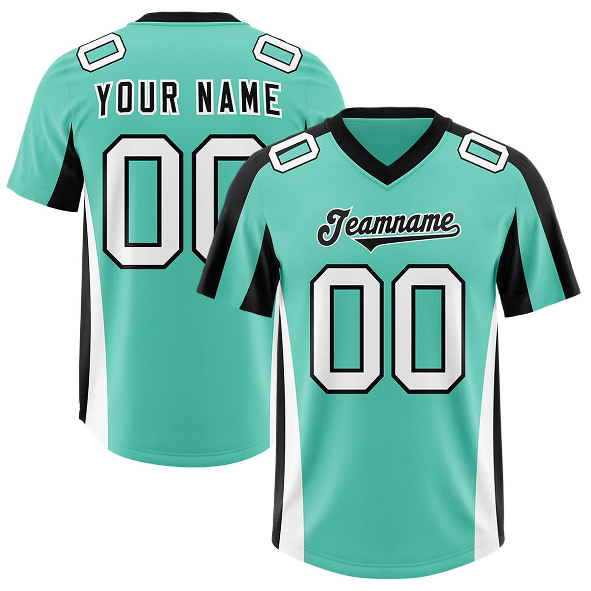 Custom Bright Green Black Side Stripe Pattern Authentic Football Jersey
