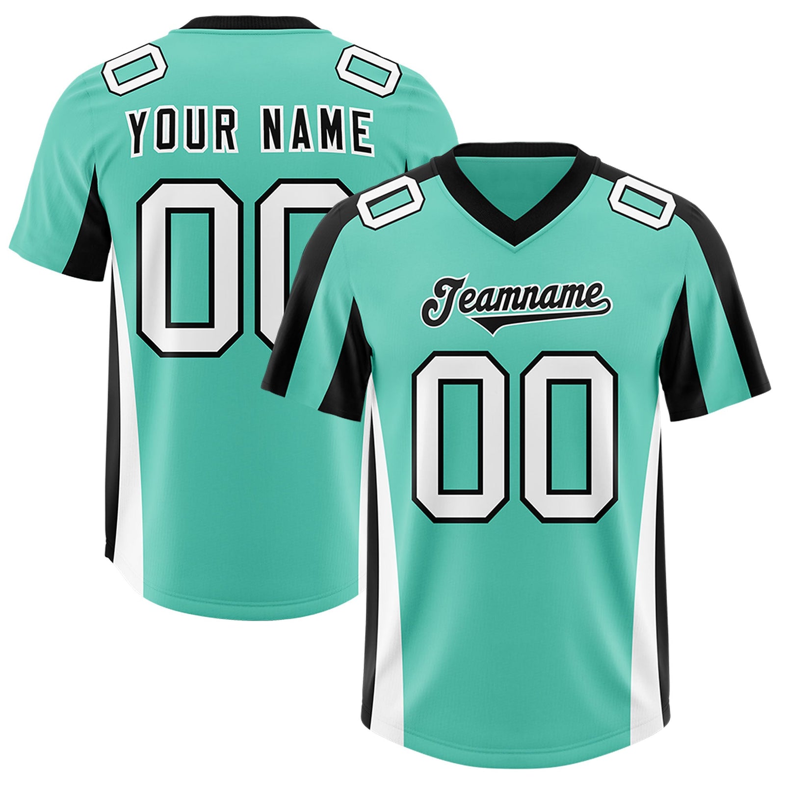 Custom Bright Green Black Side Stripe Pattern Authentic Football Jersey