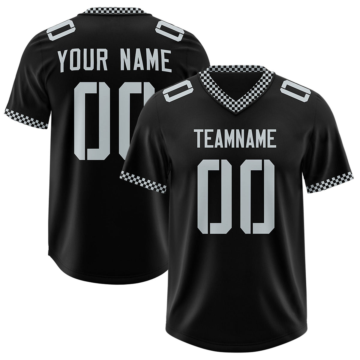 Custom Black Silver Personalized Neckline Square Classic Authentic Football Jersey