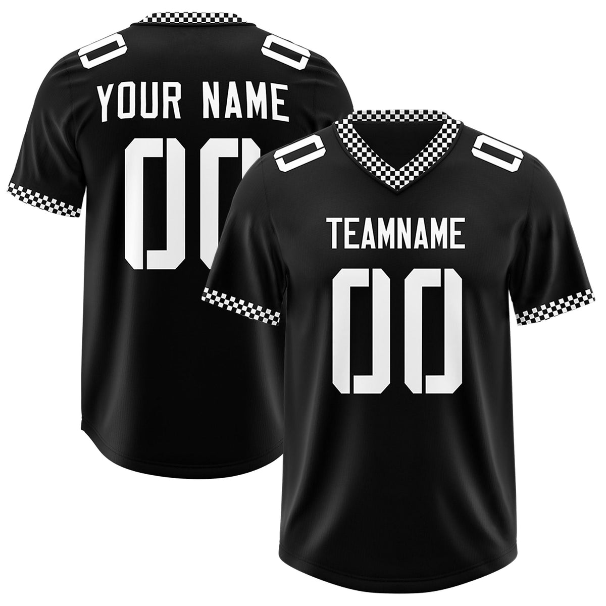 Custom Black White Personalized Neckline Square Classic Authentic Football Jersey