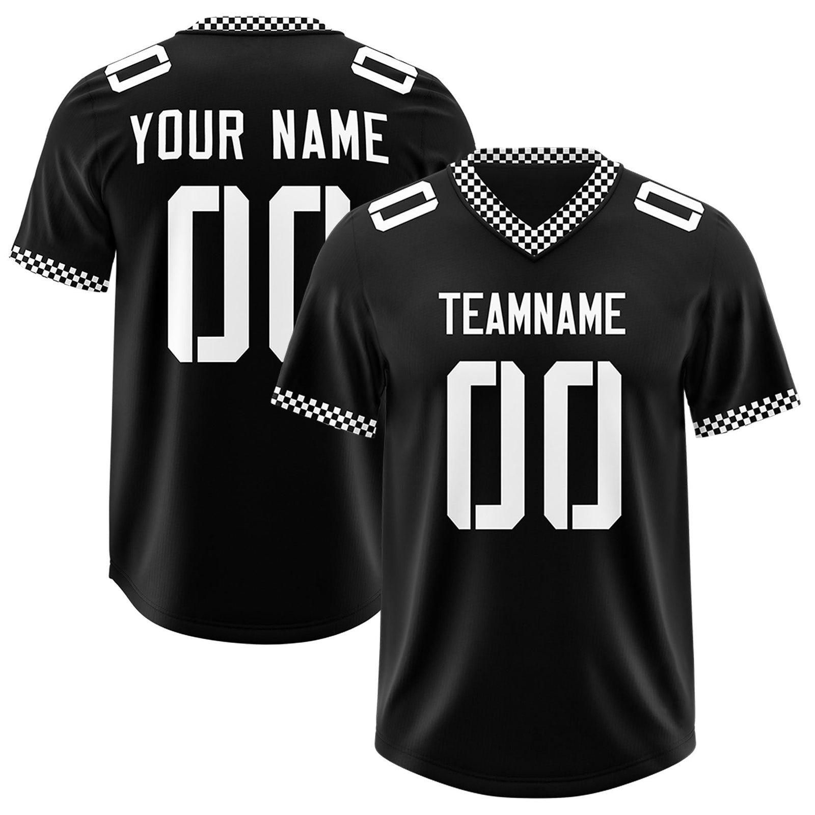 Custom Black White Personalized Neckline Square Classic Authentic Football Jersey