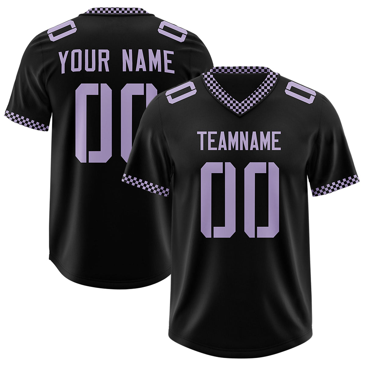 Custom Black Light Purple Personalized Neckline Square Classic Authentic Football Jersey