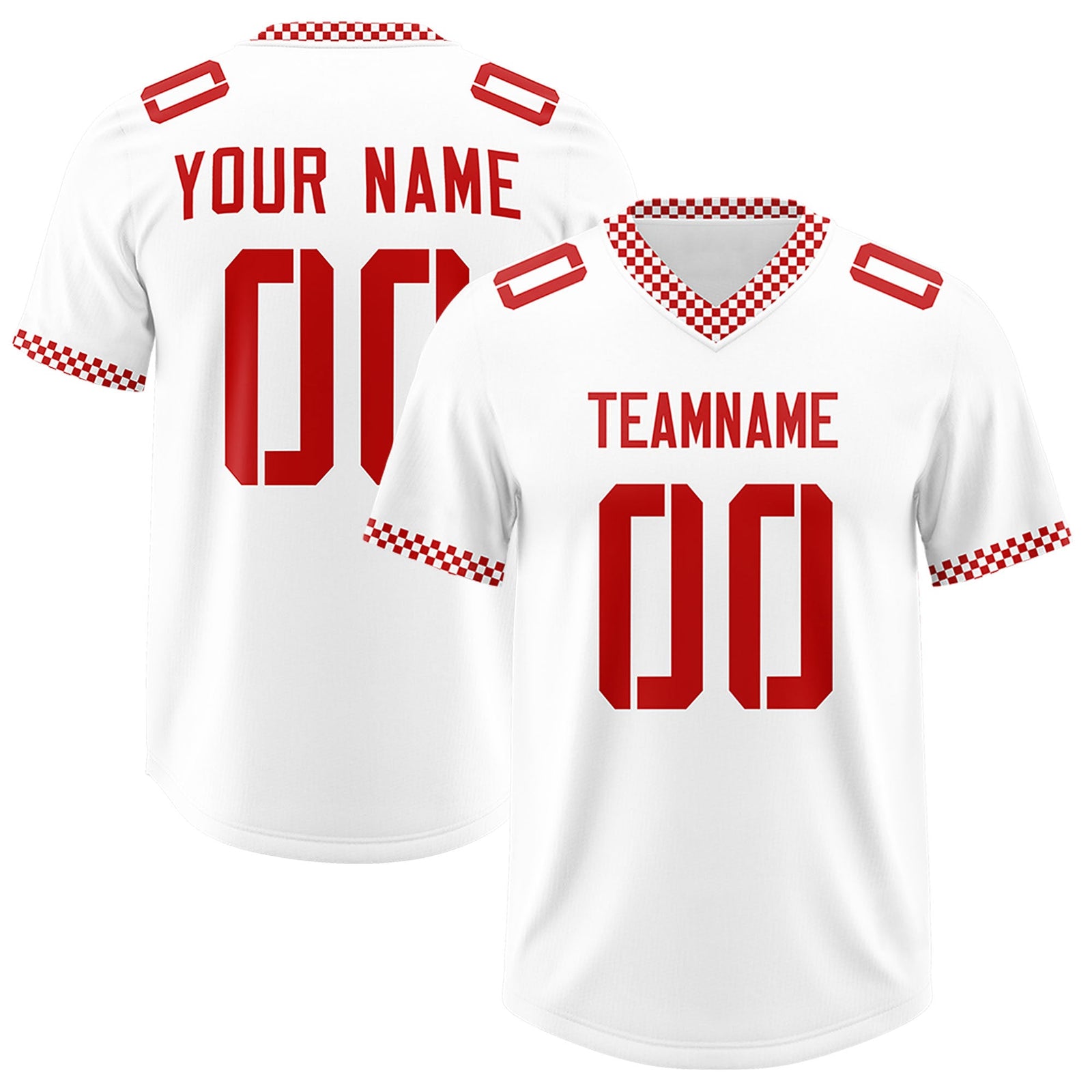 Custom White Red Personalized Neckline Square Classic Authentic Football Jersey
