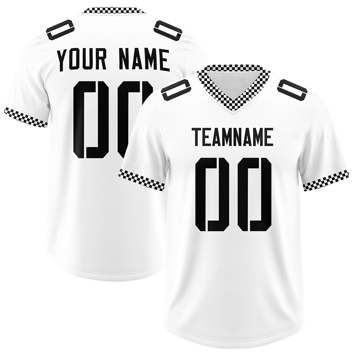 Custom White Black Personalized Neckline Square Classic Authentic Football Jersey
