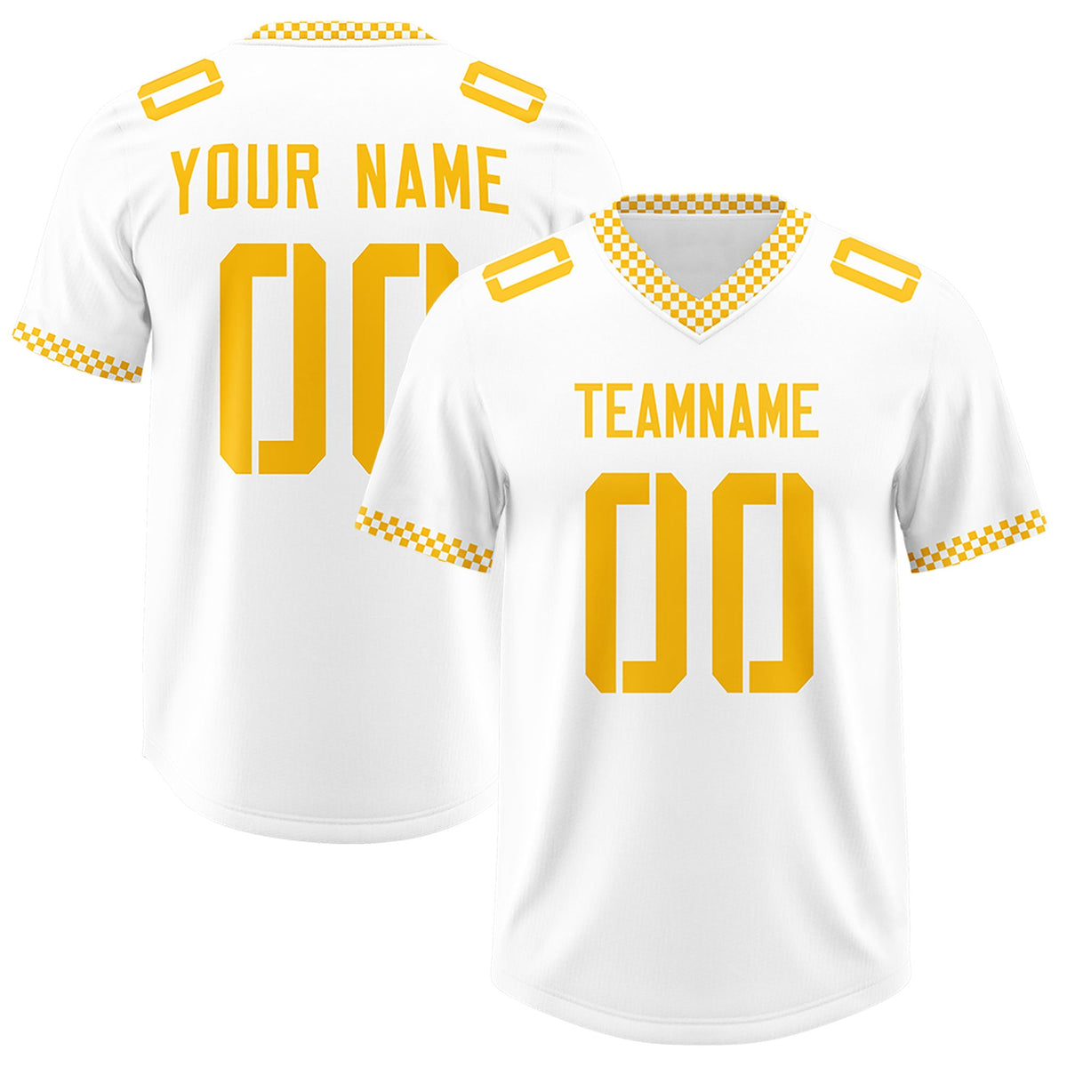 Custom White Yellow Personalized Neckline Square Classic Authentic Football Jersey