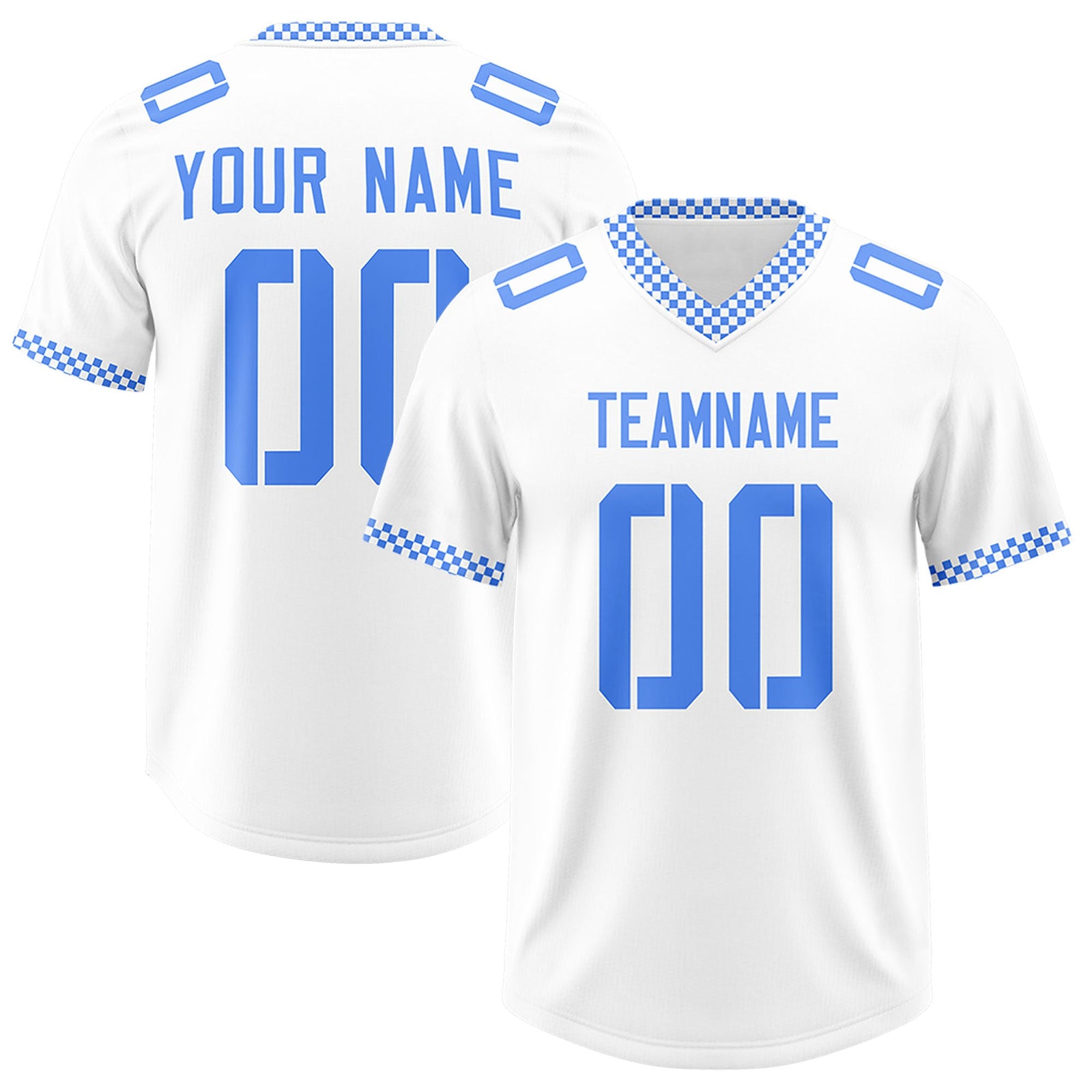 Custom White Powder Blue Personalized Neckline Square Classic Authentic Football Jersey