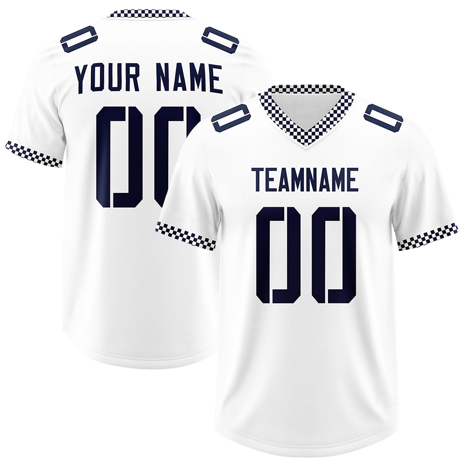 Custom White Navy Personalized Neckline Square Classic Authentic Football Jersey
