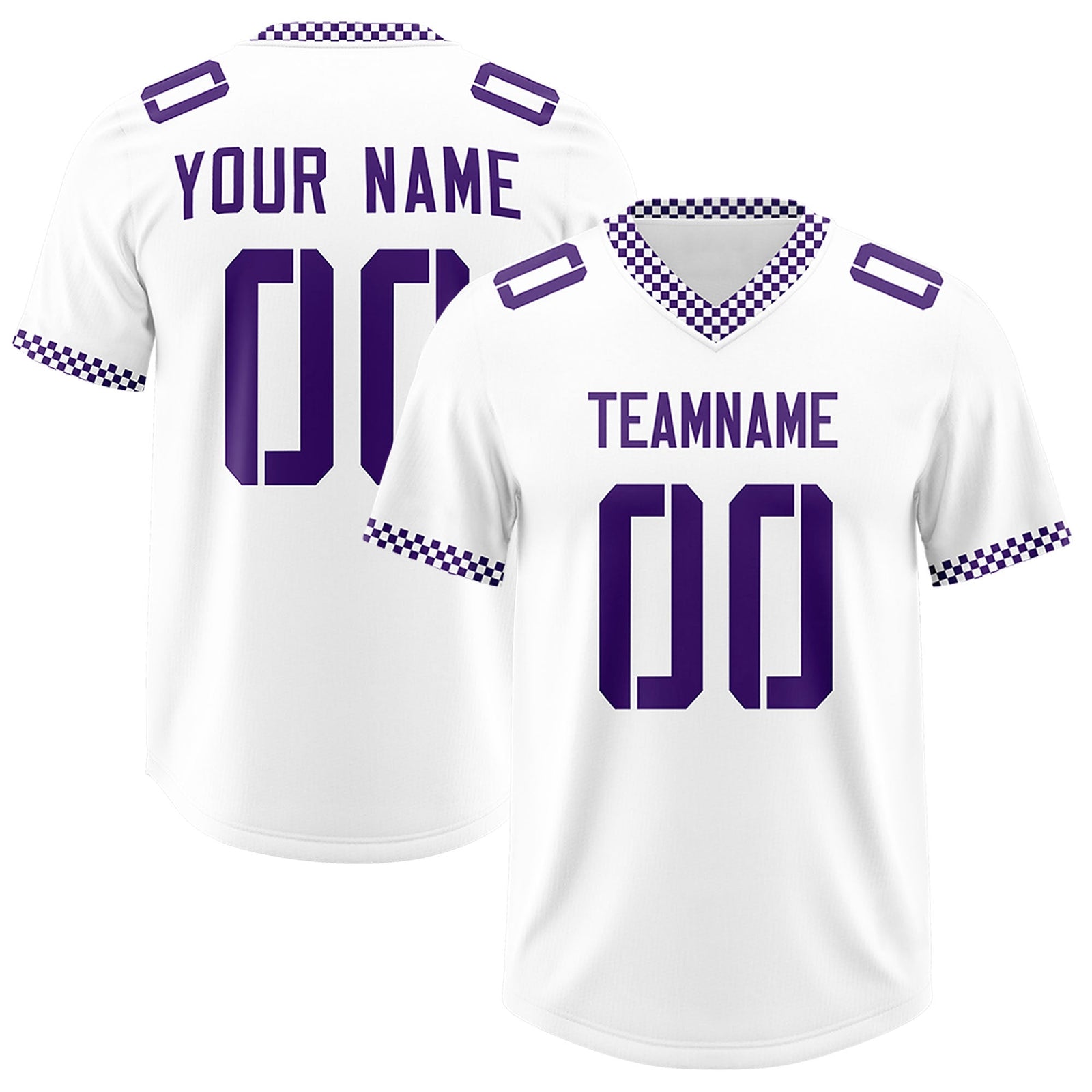 Custom White Purple Personalized Neckline Square Classic Authentic Football Jersey
