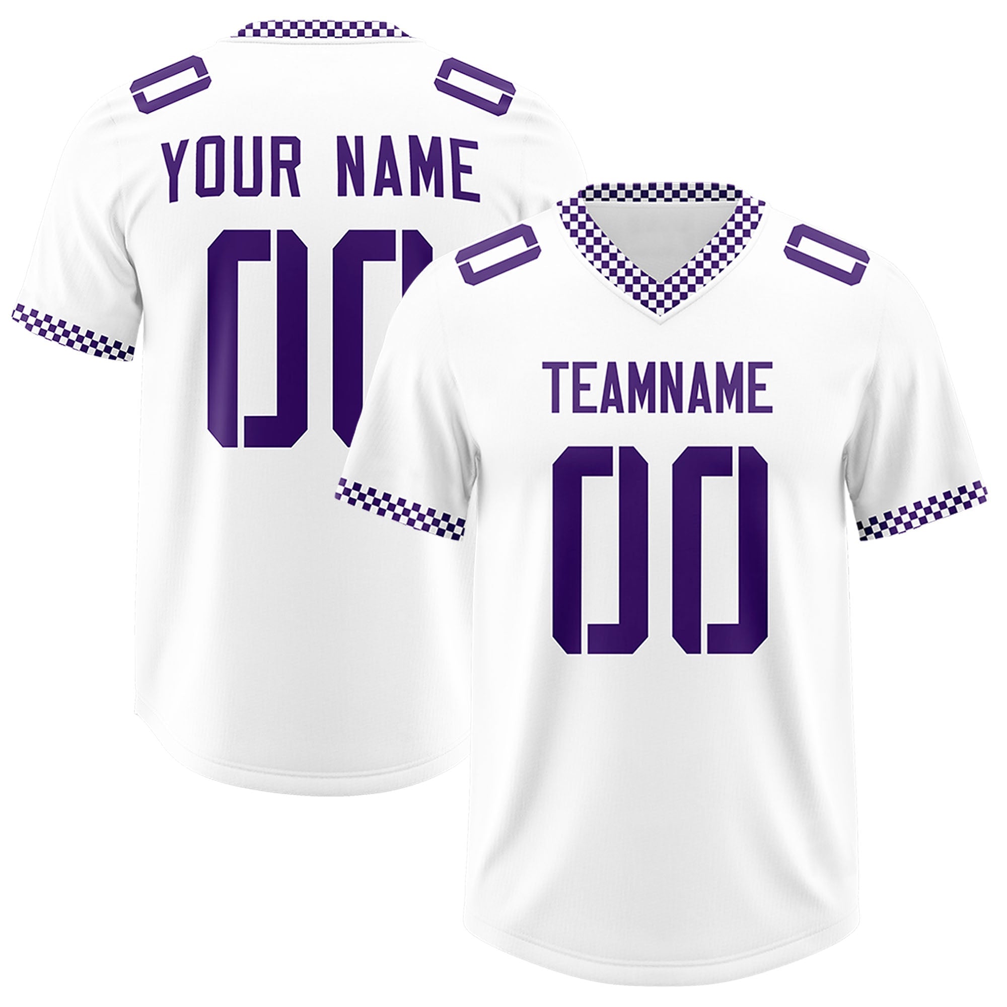 Custom White Purple Personalized Neckline Square Classic Authentic Football Jersey
