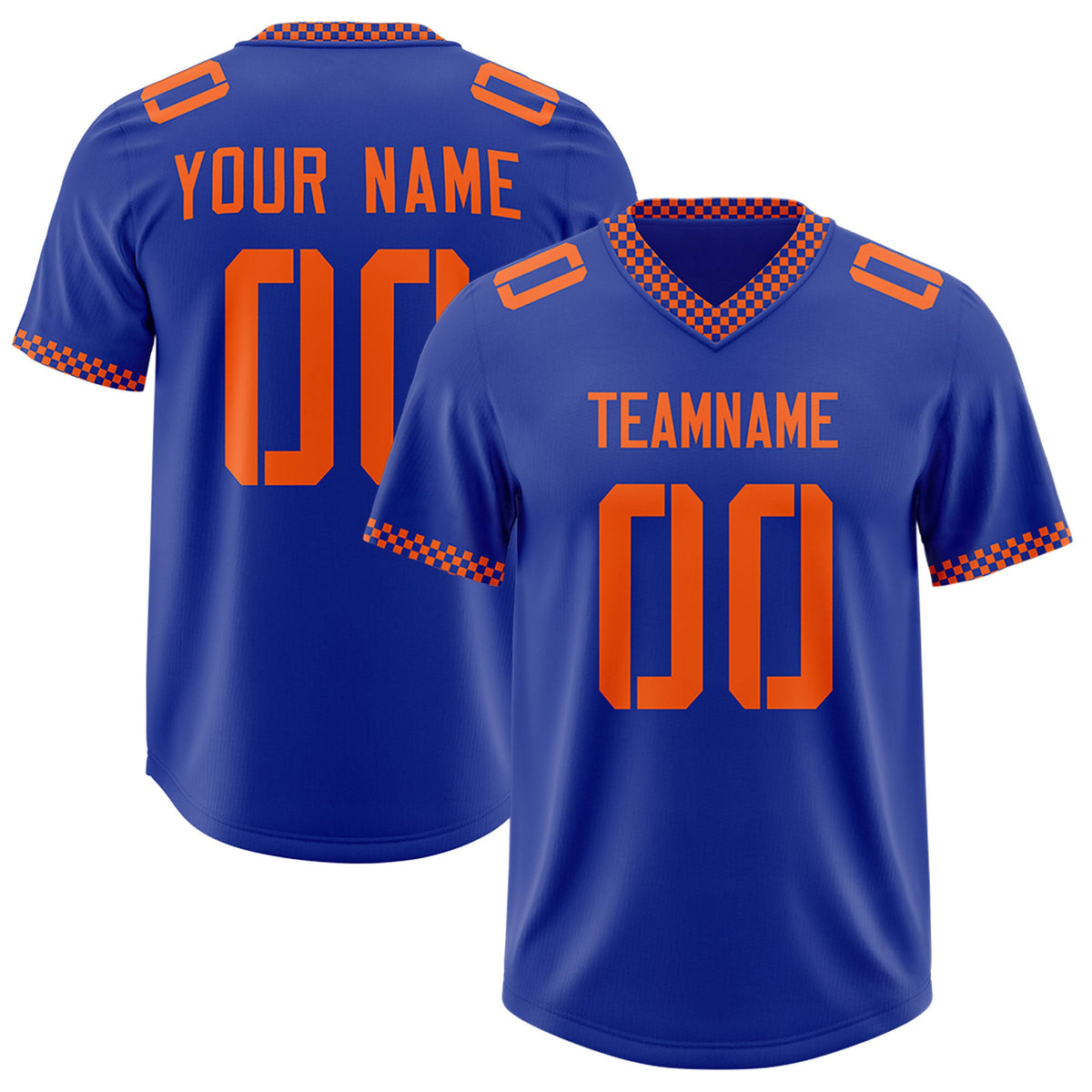 Custom Royal Orange Personalized Neckline Square Classic Authentic Football Jersey