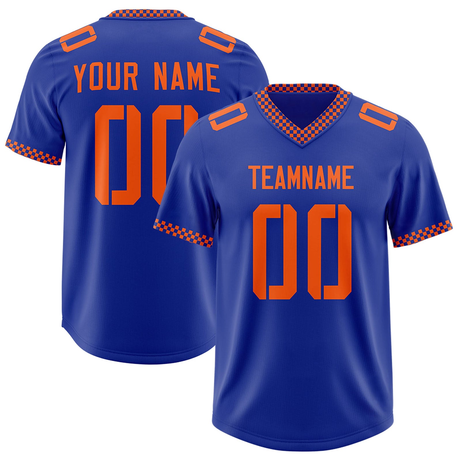 Custom Royal Orange Personalized Neckline Square Classic Authentic Football Jersey