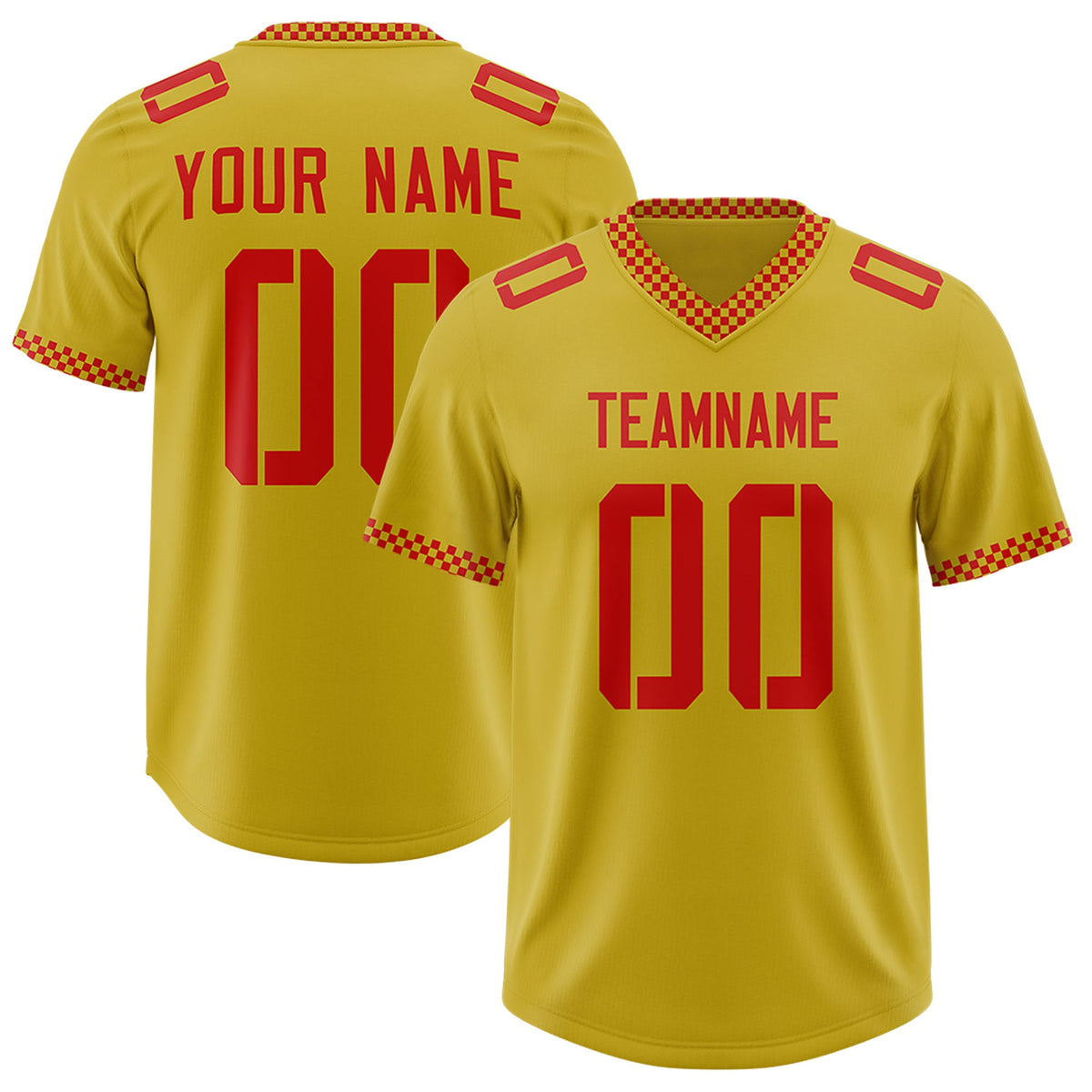 Custom Old Gold Red Personalized Neckline Square Classic Authentic Football Jersey