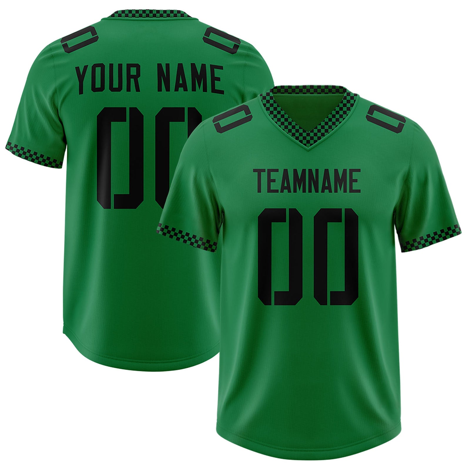 Custom Kelly Green Black Personalized Neckline Square Classic Authentic Football Jersey