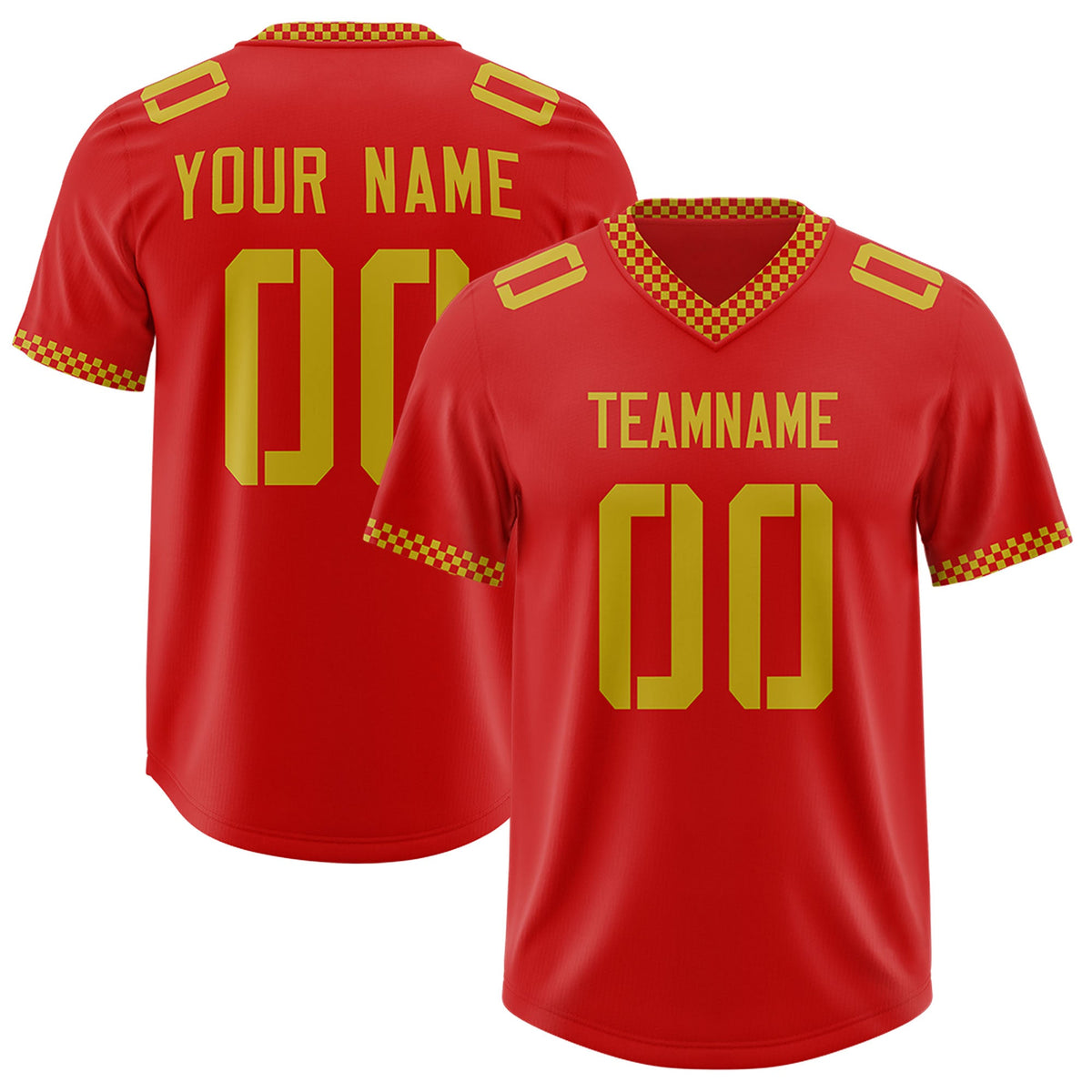 Custom Red Old Gold Personalized Neckline Square Classic Authentic Football Jersey