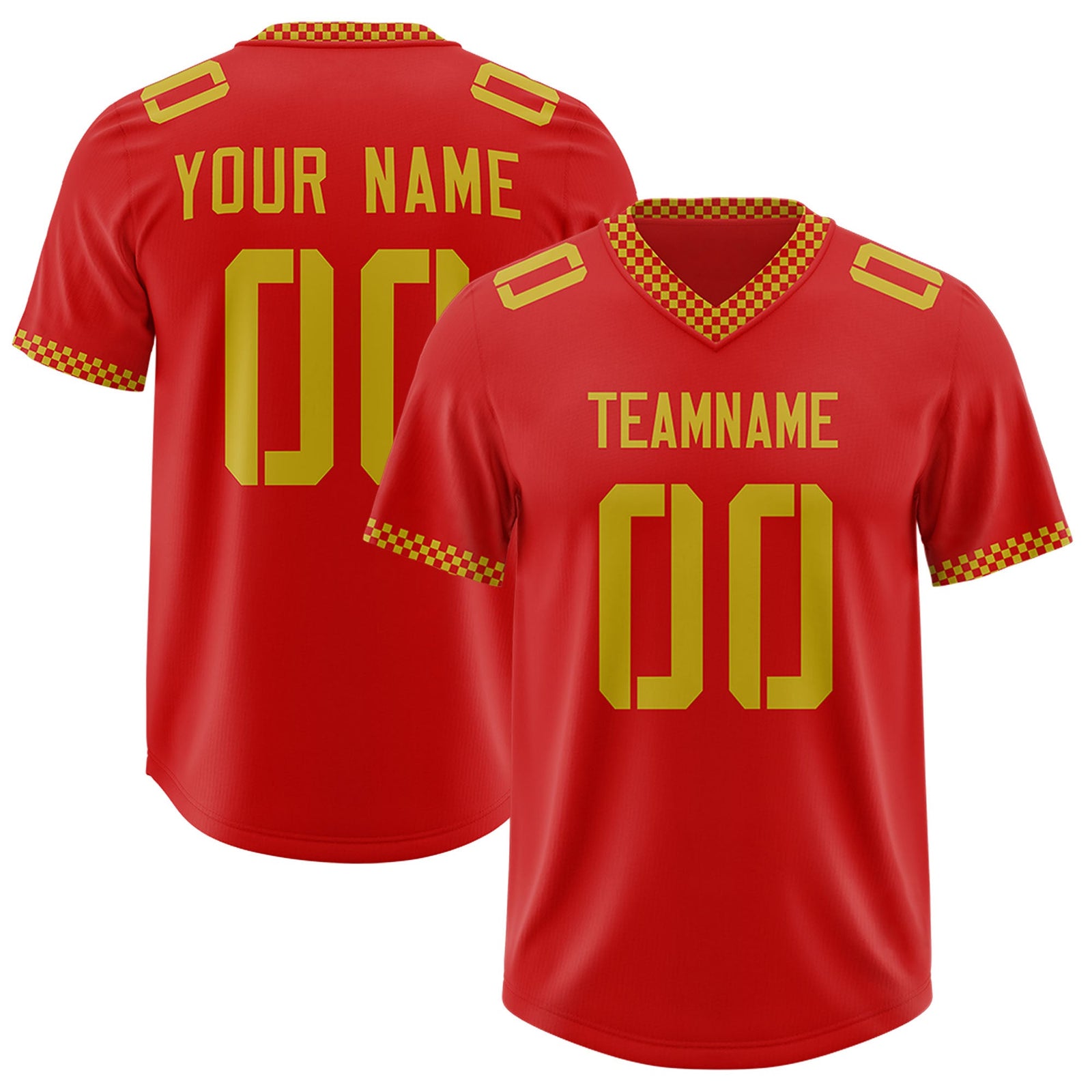 Custom Red Old Gold Personalized Neckline Square Classic Authentic Football Jersey