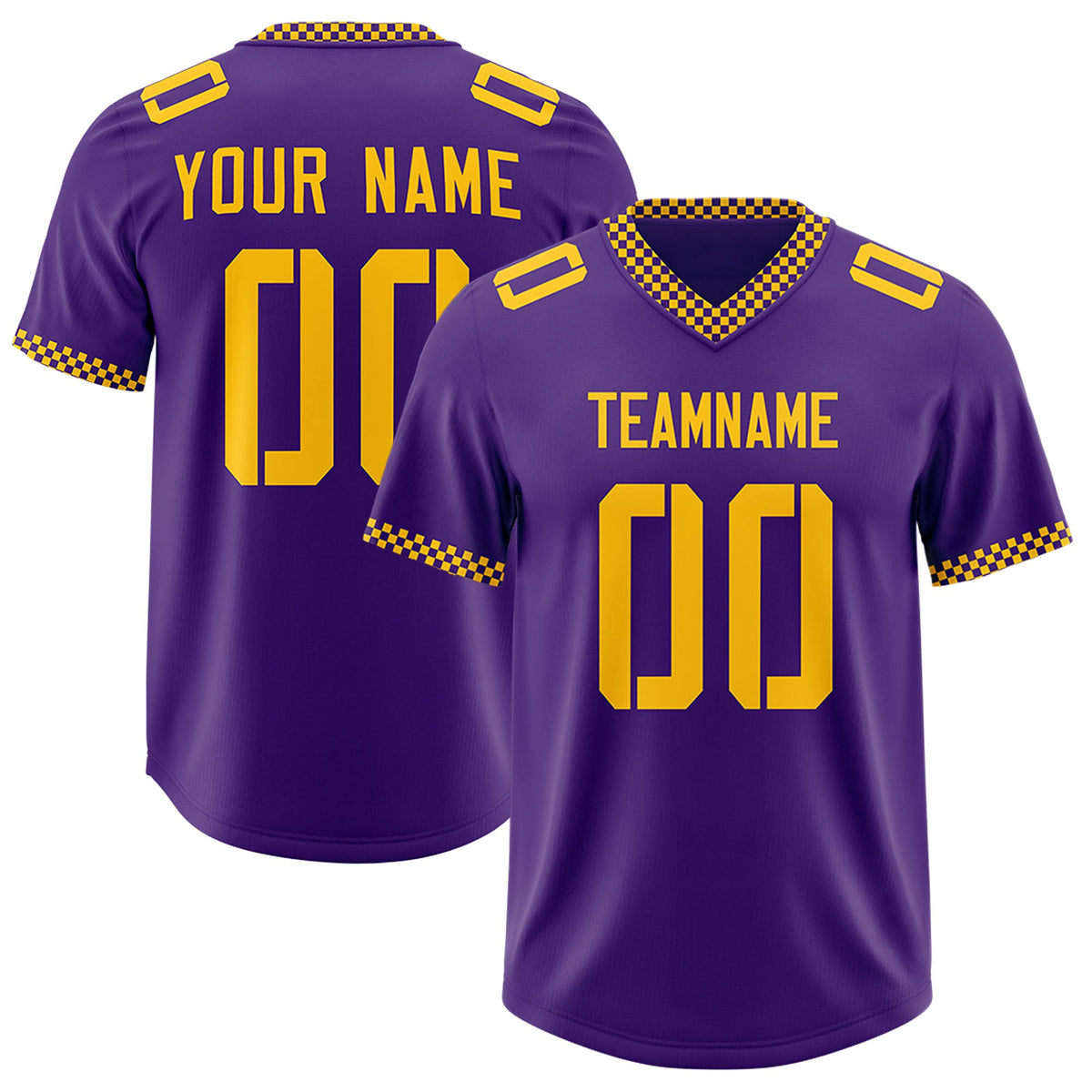 Custom Purple Yellow Personalized Neckline Square Classic Authentic Football Jersey